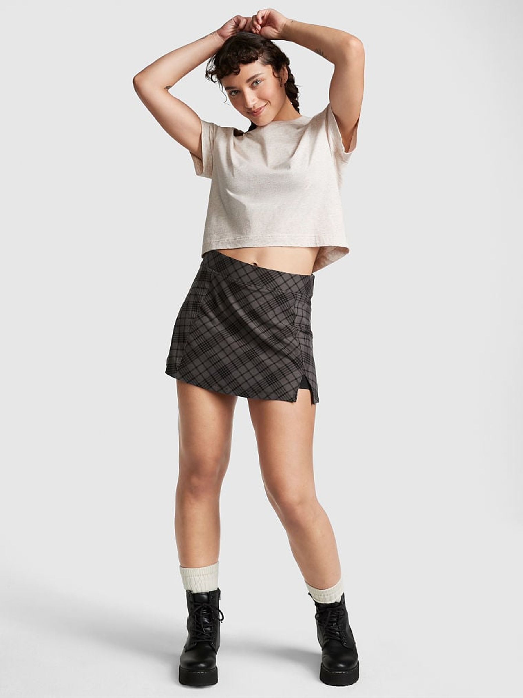 Heather Oatmeal Beige Short Sleeve Shrunken T-Shirt - Image 2 of 3