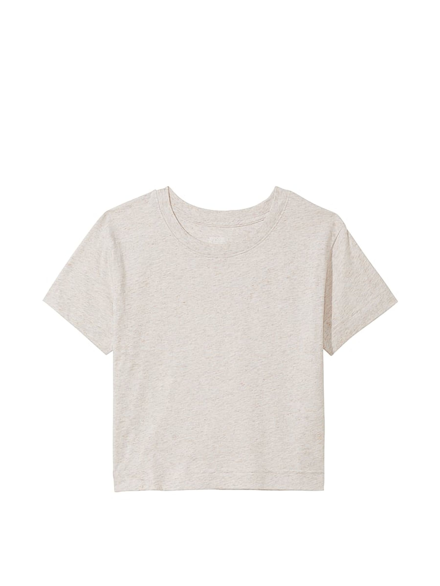 Heather Oatmeal Beige Short Sleeve Shrunken T-Shirt - Image 3 of 3