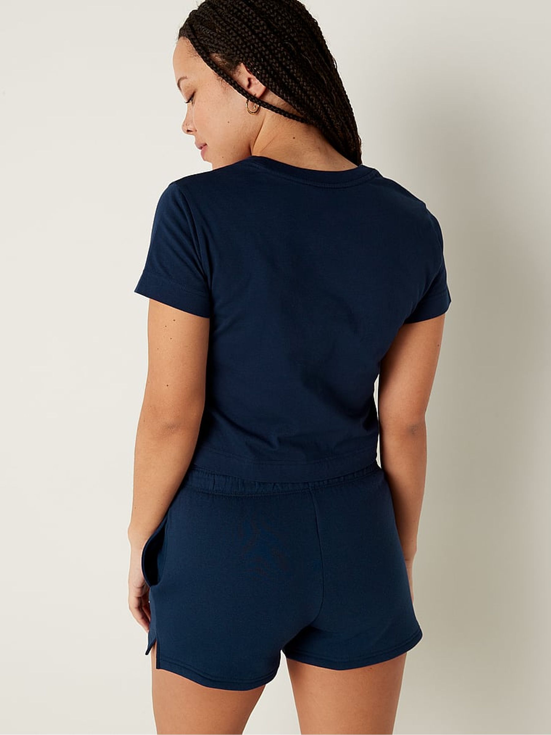 Midnight Navy Blue Short Sleeve Shrunken T-Shirt - Image 2 of 4