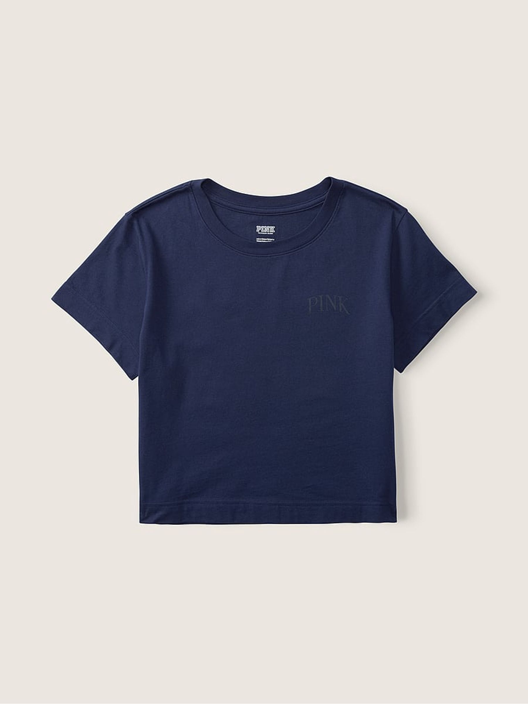 Midnight Navy Blue Short Sleeve Shrunken T-Shirt - Image 4 of 4