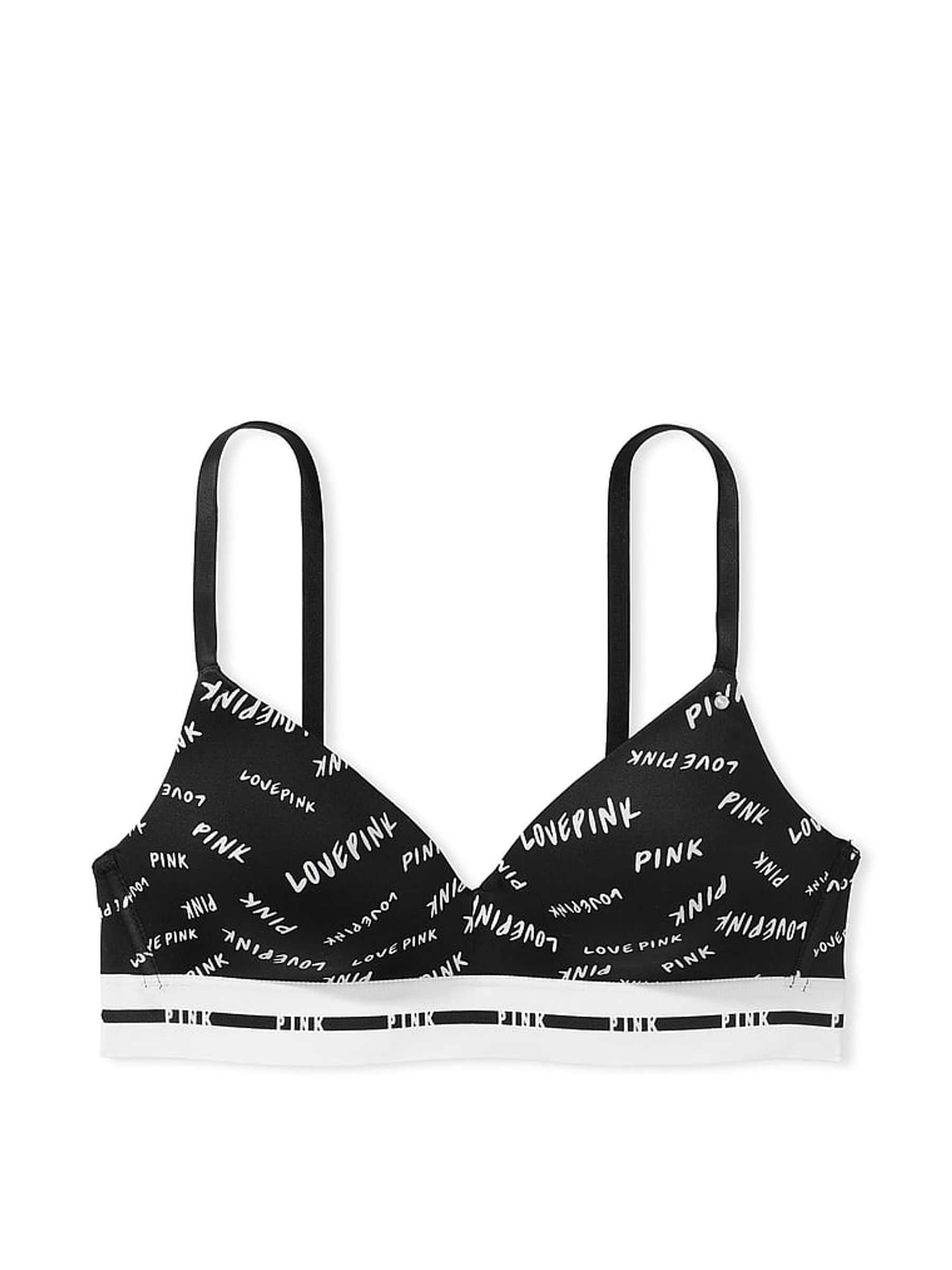 Pure Black Multi Logo Non Wired Lightly Lined Smooth T-Shirt Bra - Image 3 of 4