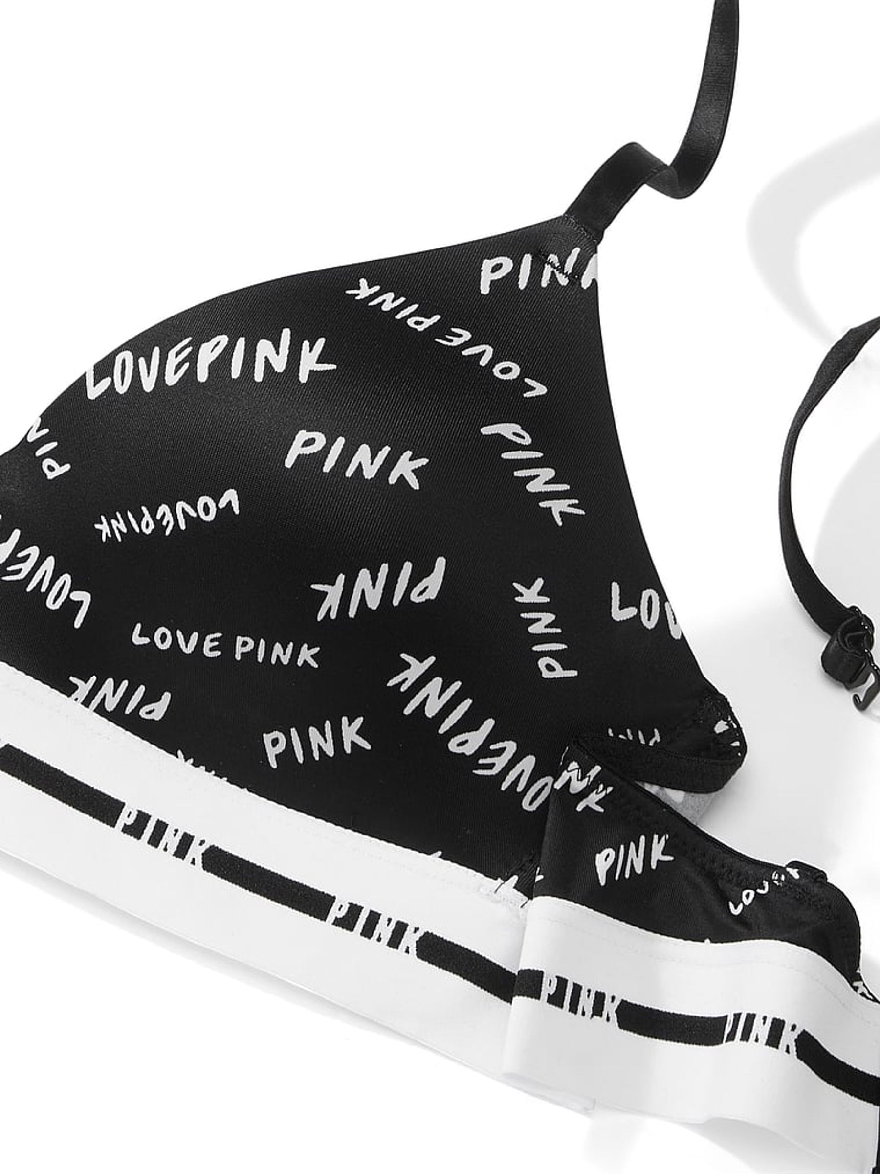 Pure Black Multi Logo Non Wired Lightly Lined Smooth T-Shirt Bra - Image 4 of 4