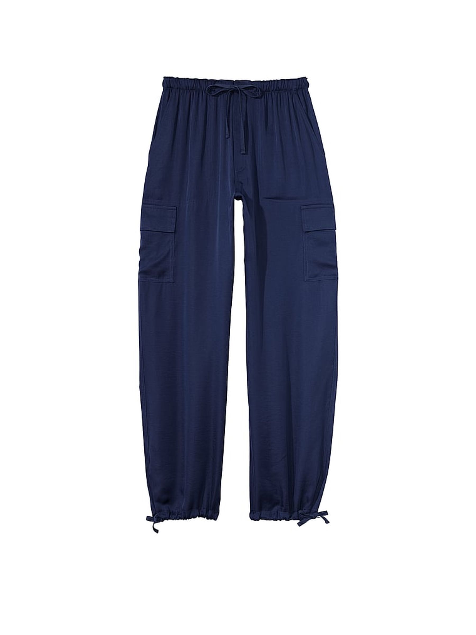 Midnight Navy Blue Satin Parachute Trousers - Image 3 of 3