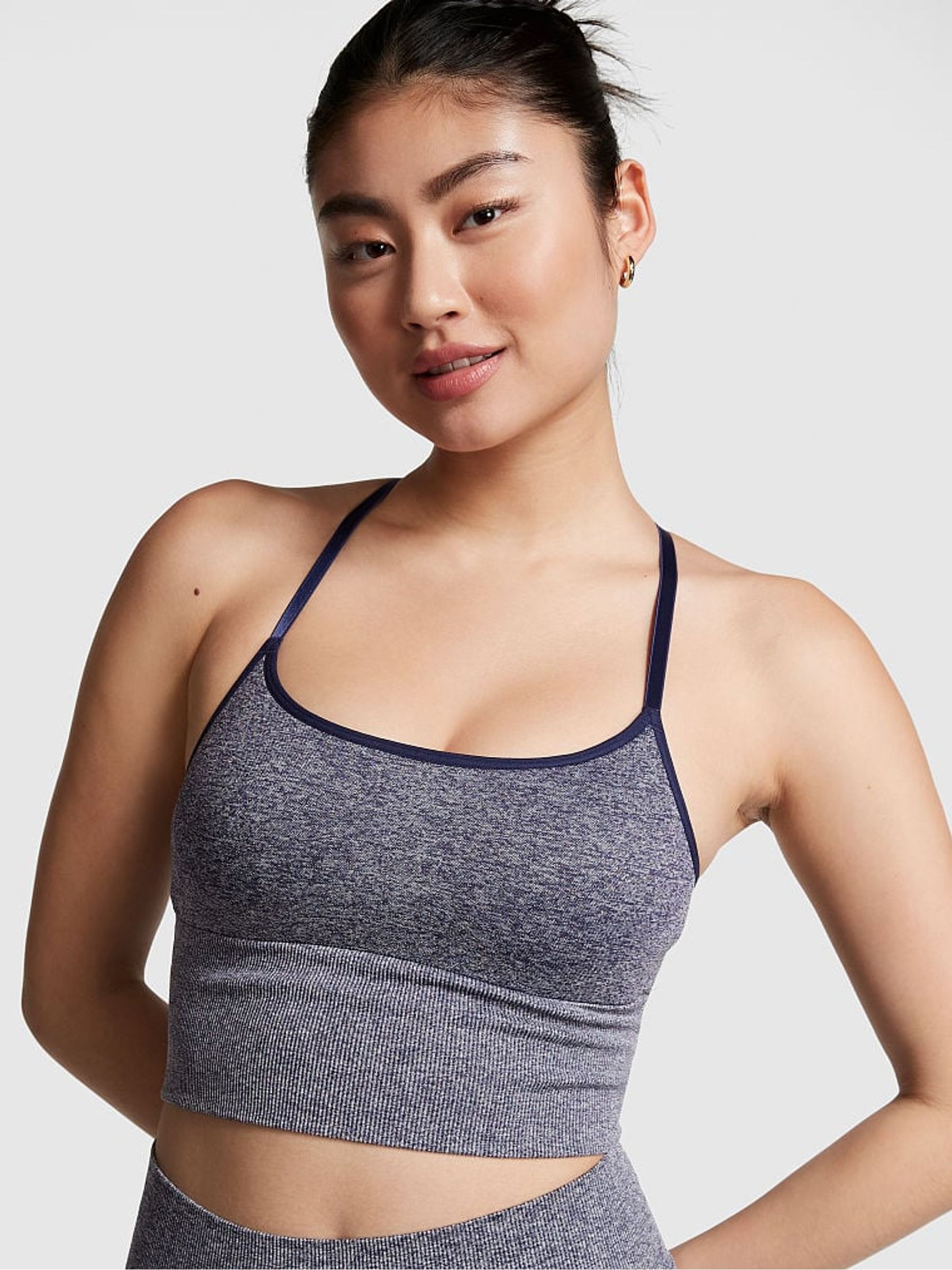 Midnight Navy Marl Blue Seamless Air Sports Bra - Image 1 of 4