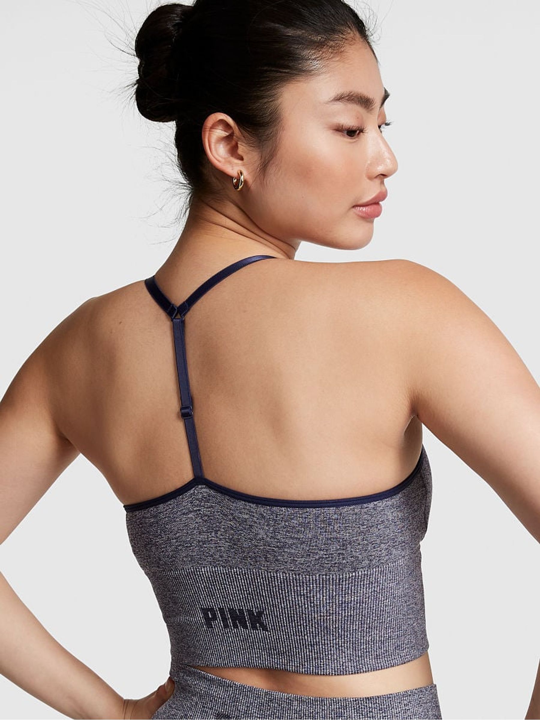 Midnight Navy Marl Blue Seamless Air Sports Bra - Image 2 of 4