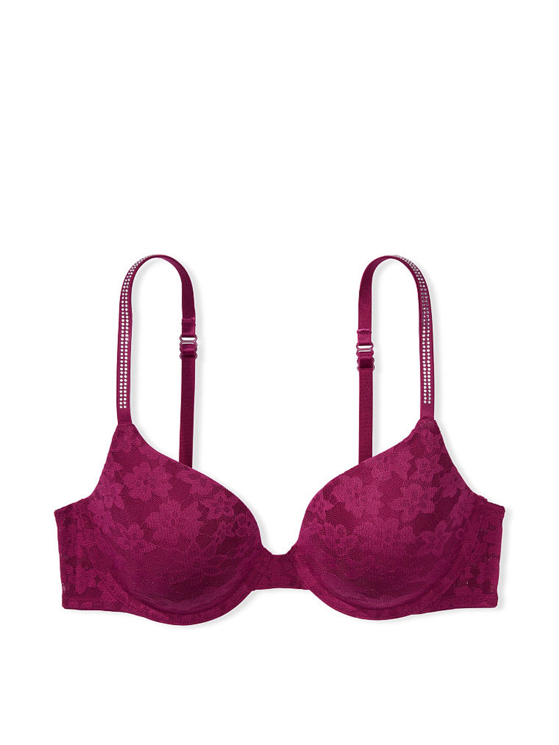 Vivid Magenta Pink Floral Lace Lightly Lined Bra - Image 3 of 3