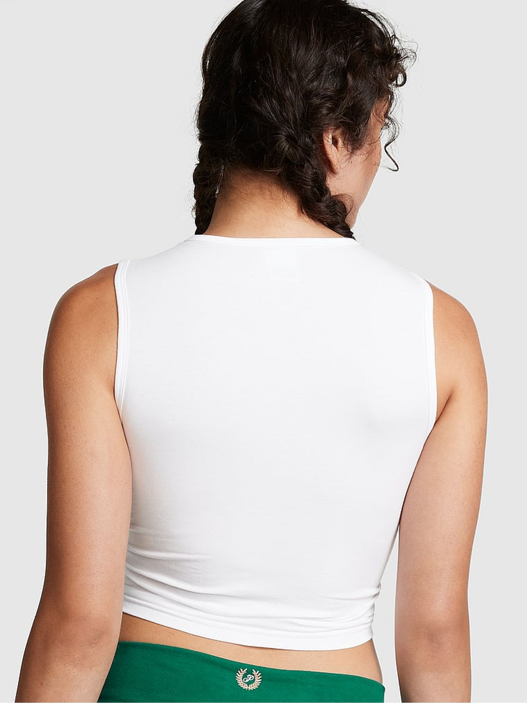 Optic White Ruched Side Crop Tank - Image 2 of 3