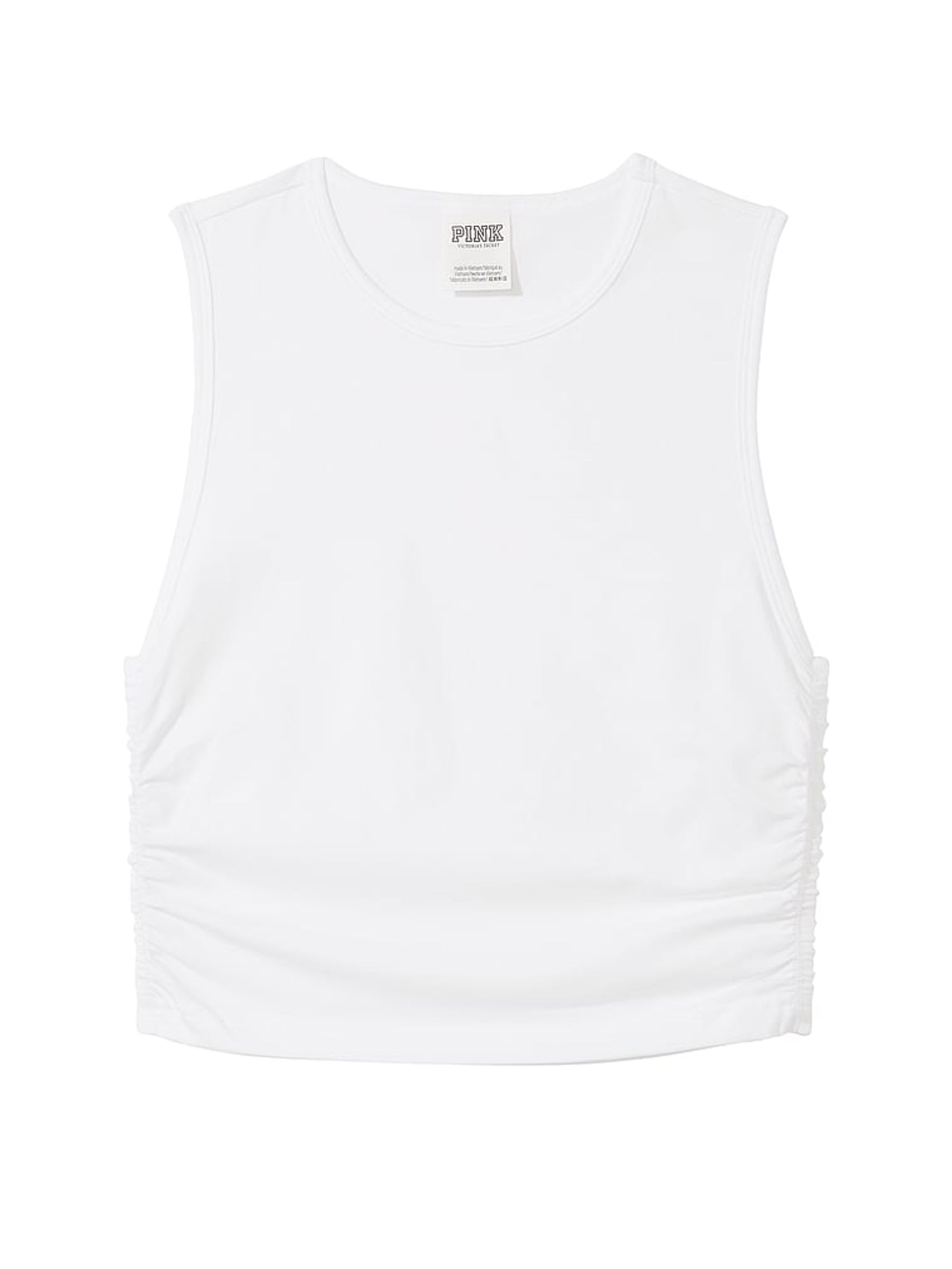 Optic White Ruched Side Crop Tank - Image 3 of 3