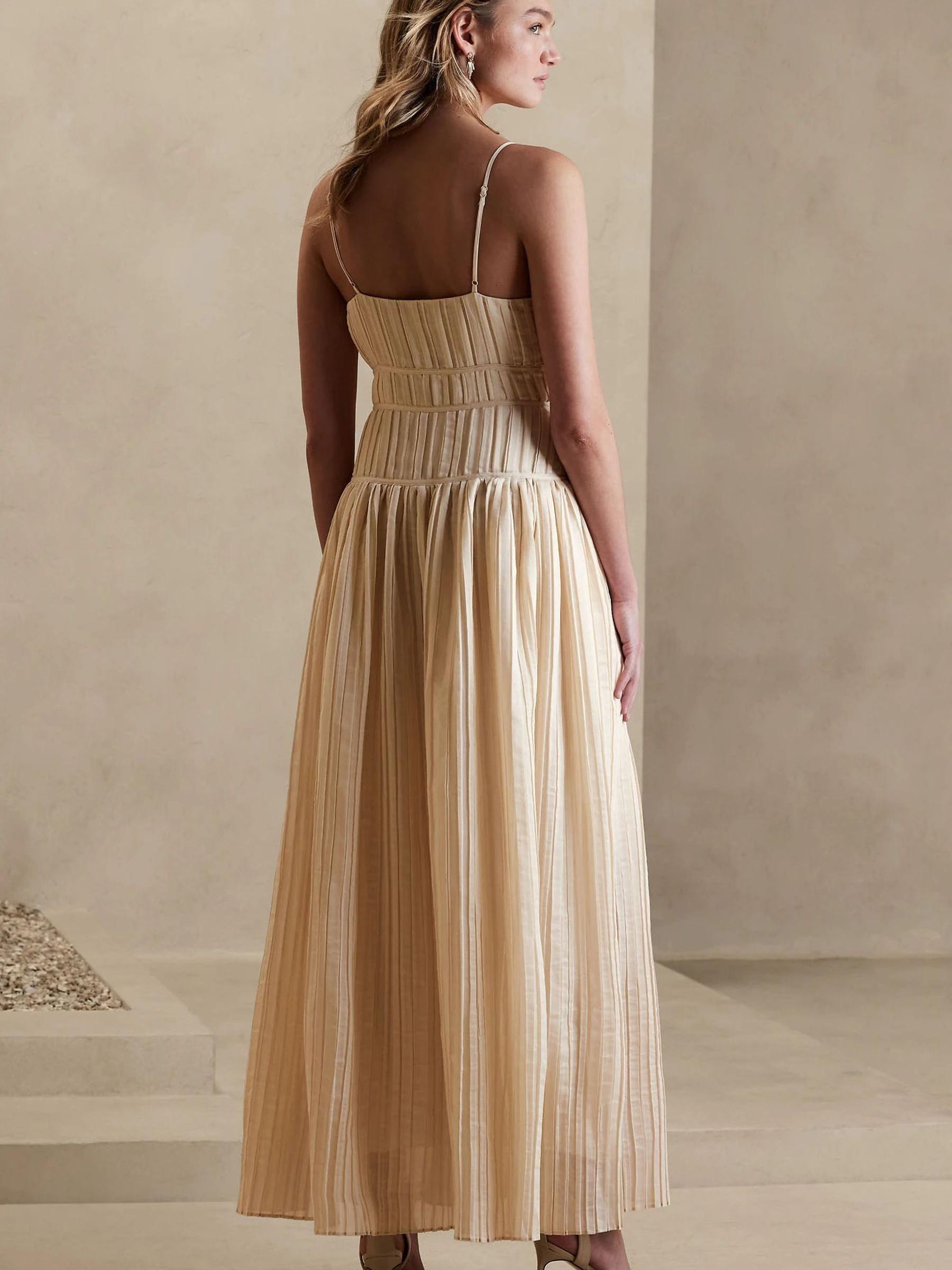Banana Republic Beige Jacqui Pleated Maxi Dress - Image 2 of 4