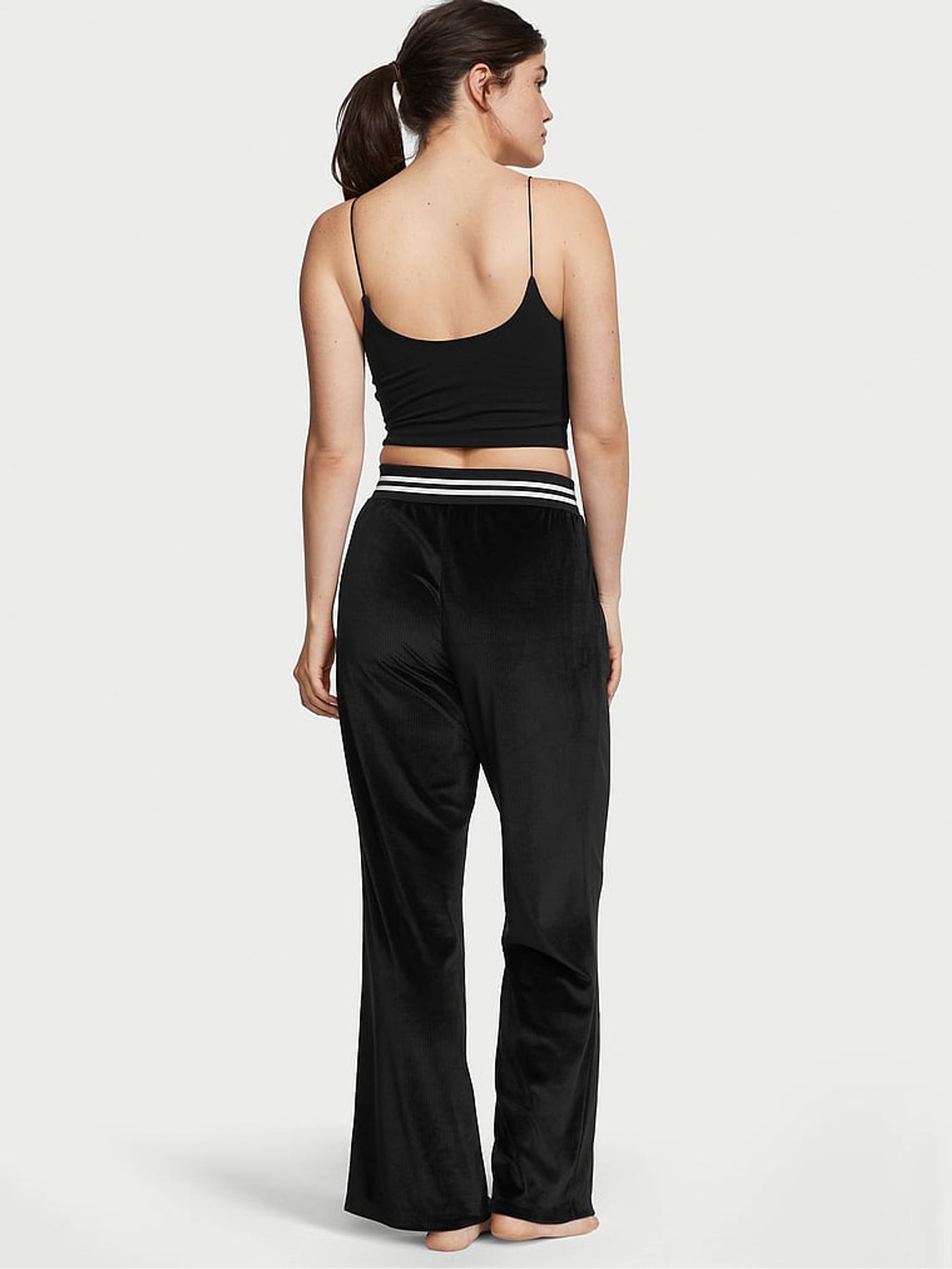 Pure Black Graphic Velour Wide Leg Jogger - Image 2 of 4
