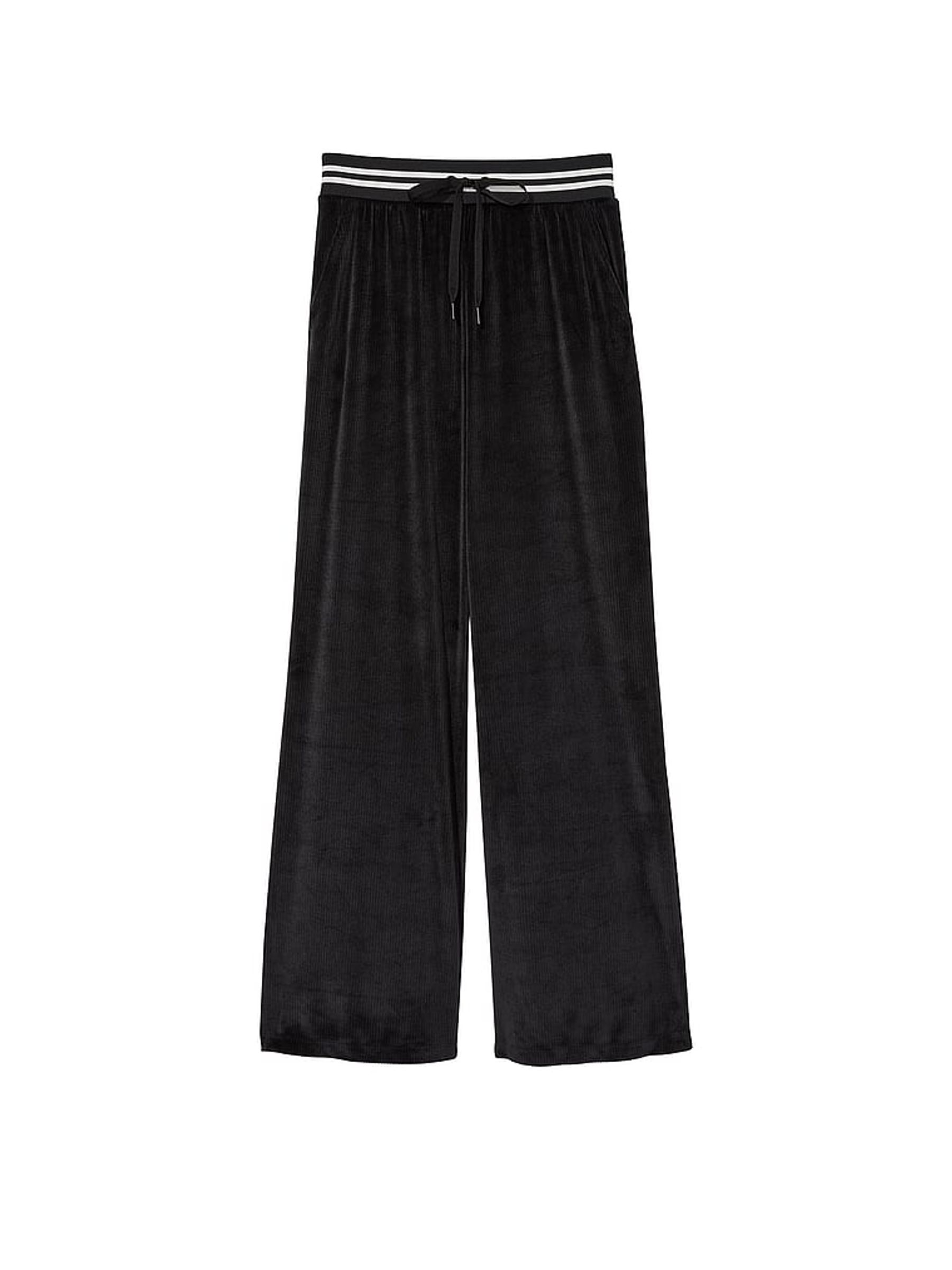 Pure Black Graphic Velour Wide Leg Jogger - Image 4 of 4