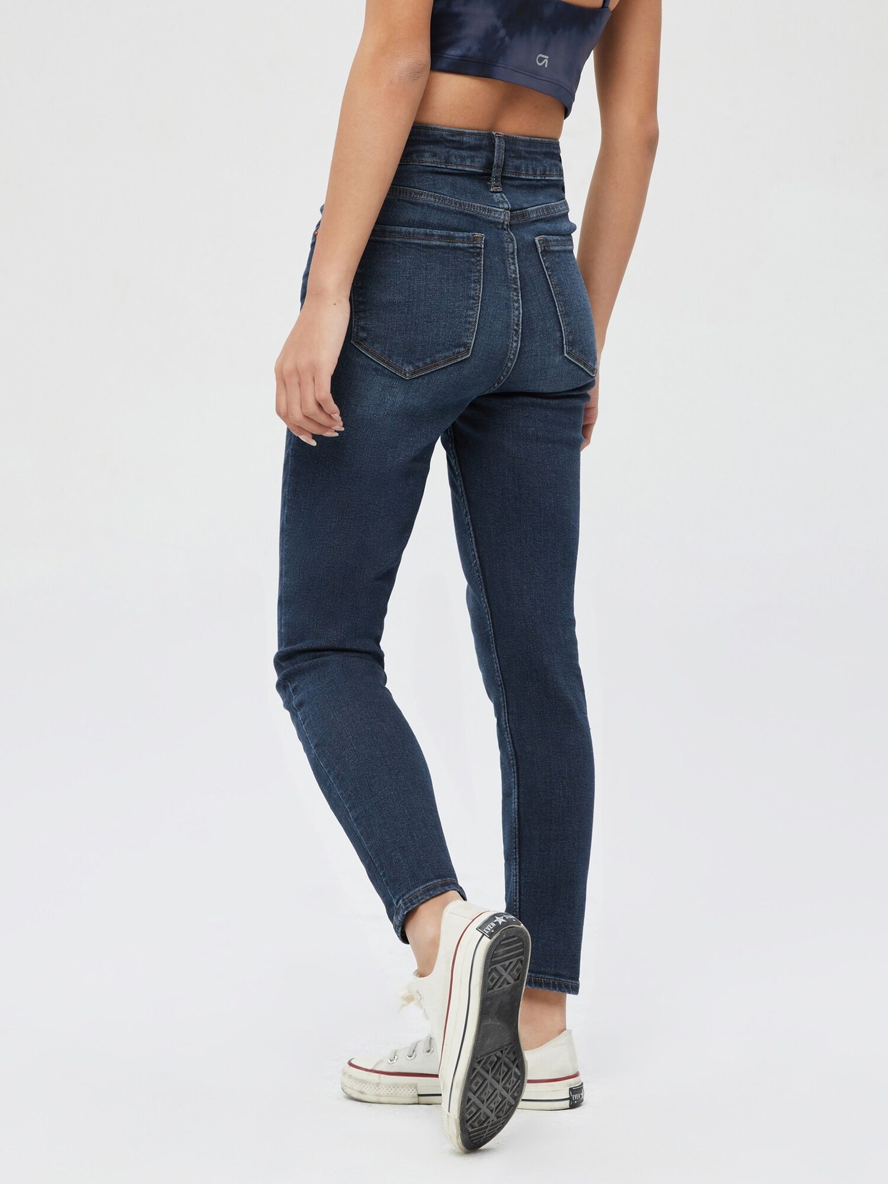 Mid Indigo Blue Super Skinny Stretch High Waisted Jeggings - Image 2 of 6