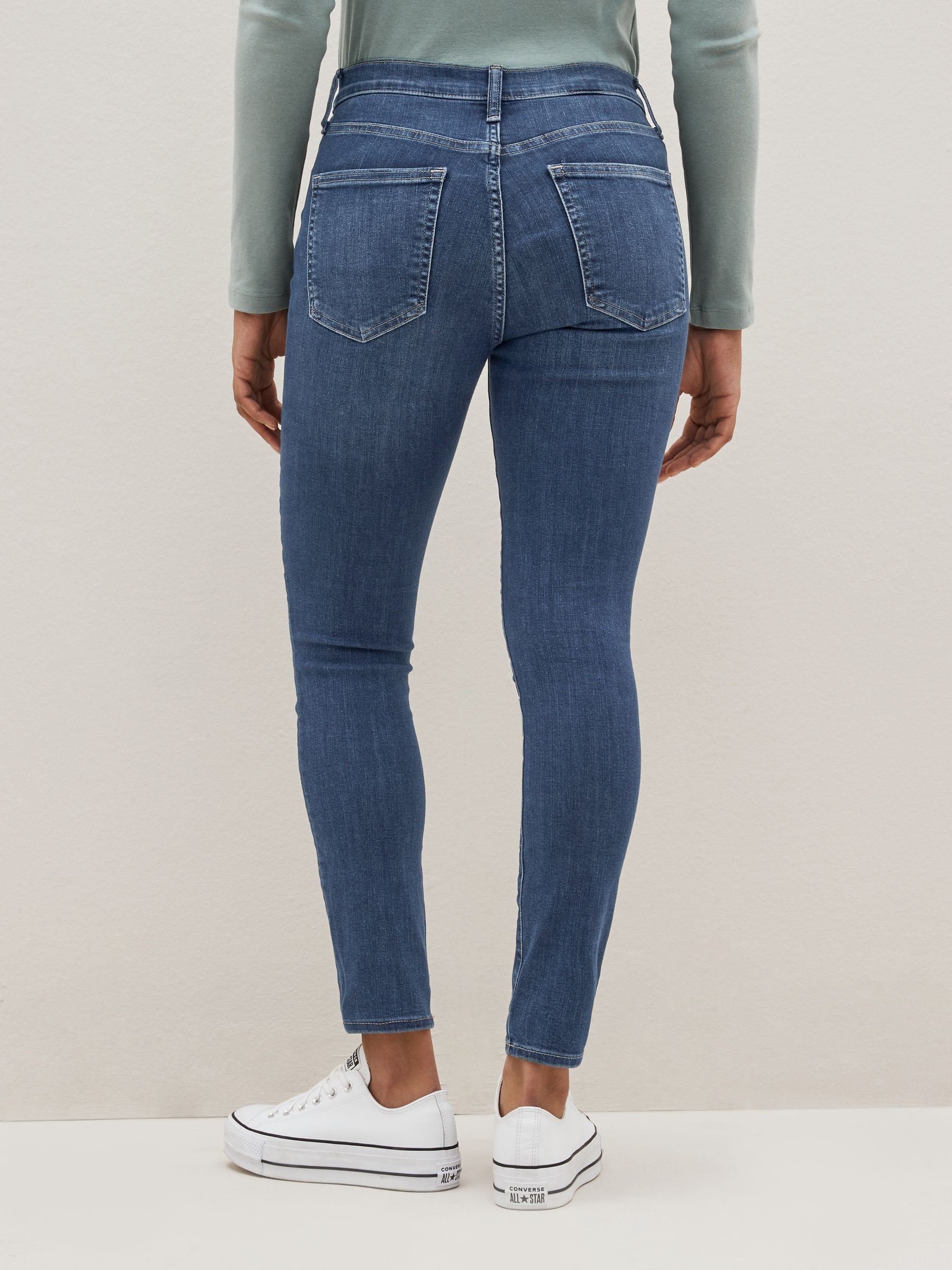 Mid Indigo Blue High Waisted Stretch Skinny Jeans - Image 2 of 6