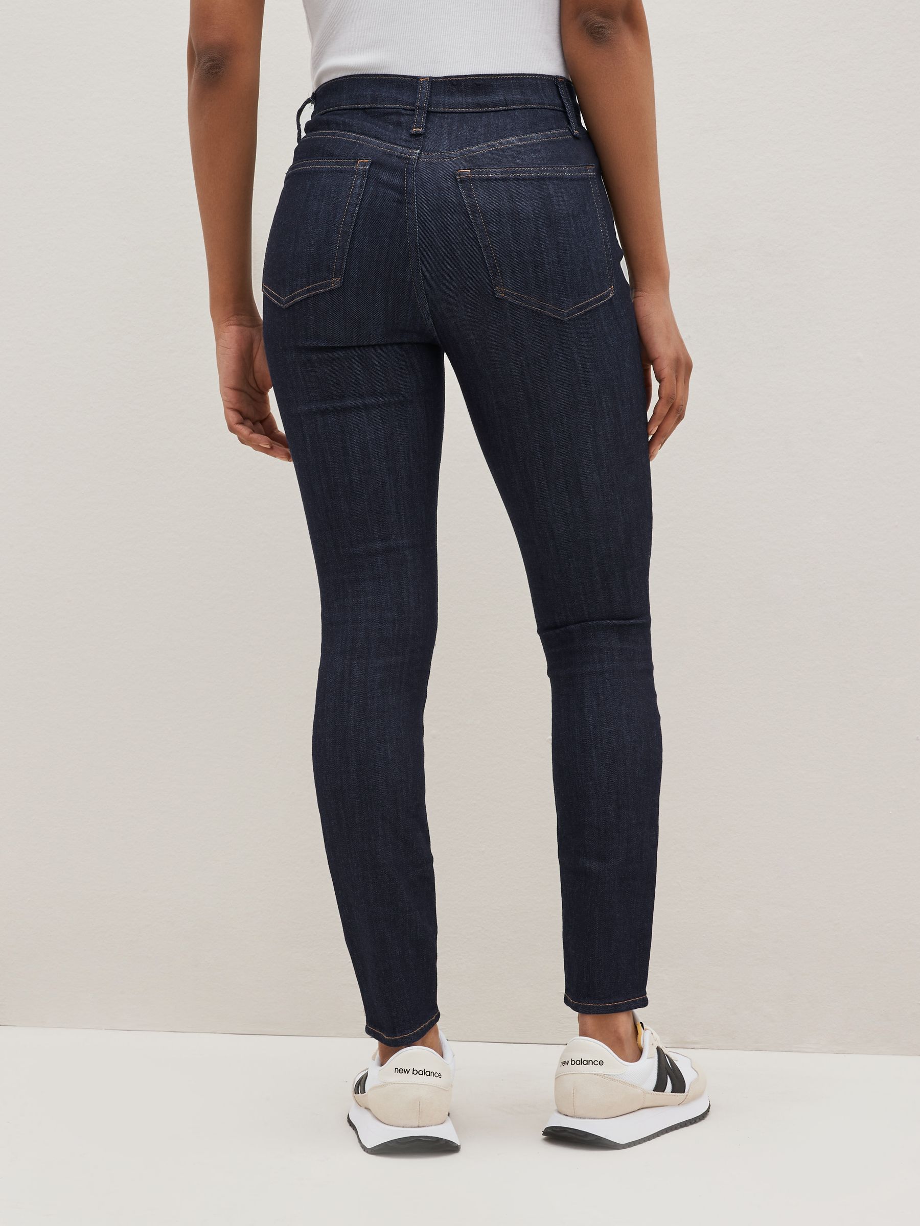 Dark Indigo Blue High Waisted Stretch Skinny Jeans - Image 2 of 6