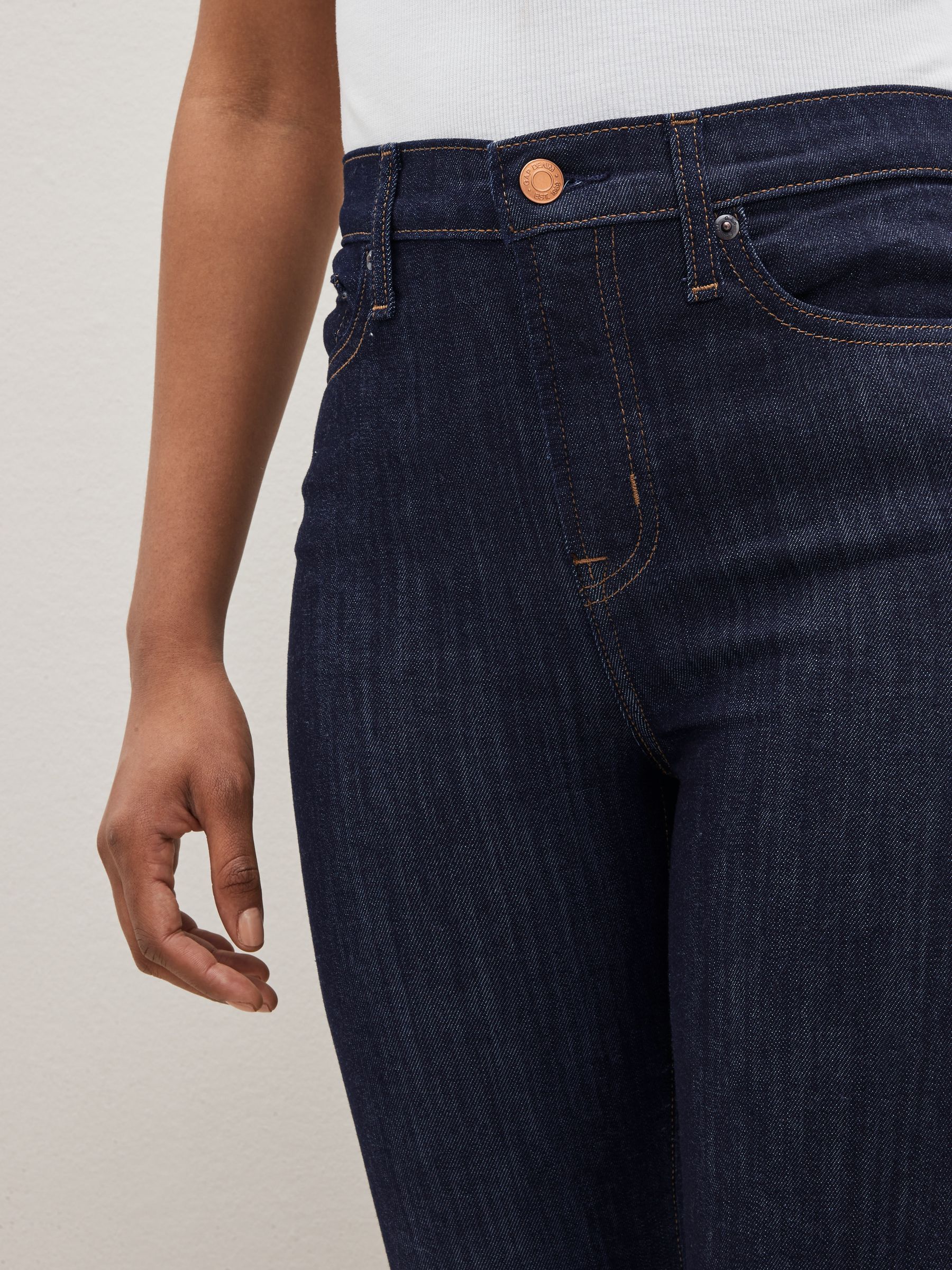Dark Indigo Blue High Waisted Stretch Skinny Jeans - Image 5 of 6
