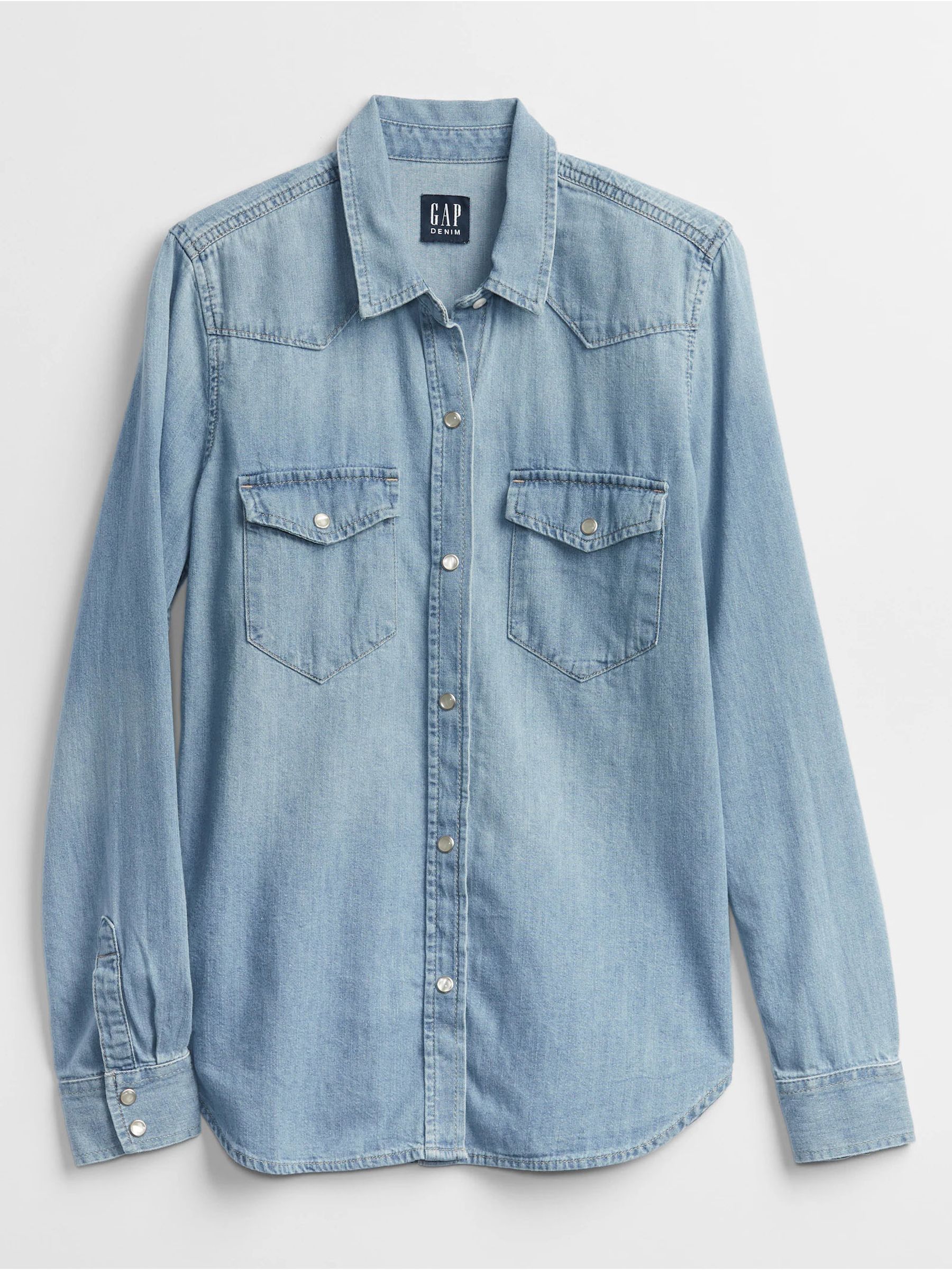 Blue Denim Long Sleeve Western Shirt - Image 4 of 4