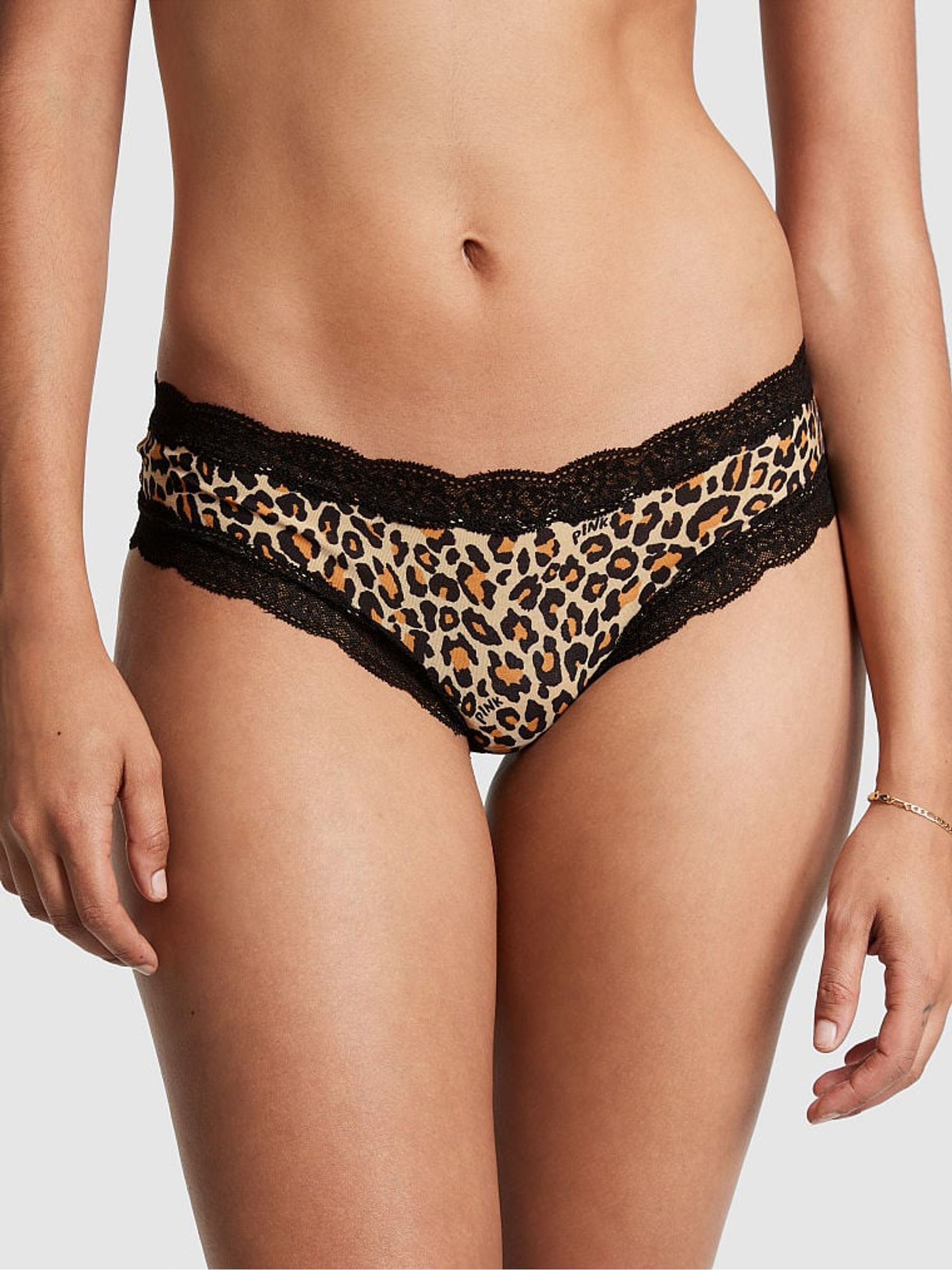 Leopard Black Cheeky Lace Trim Knickers - Image 1 of 3