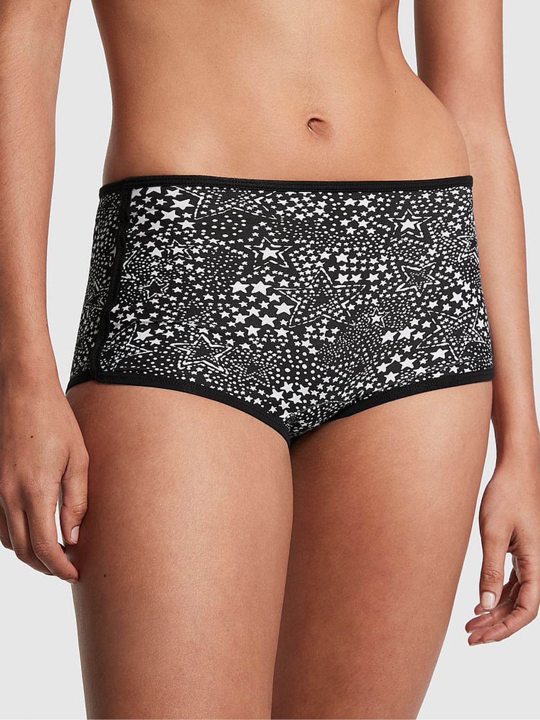 Pure Black Stars Cotton Boyshort Knicker - Image 1 of 1