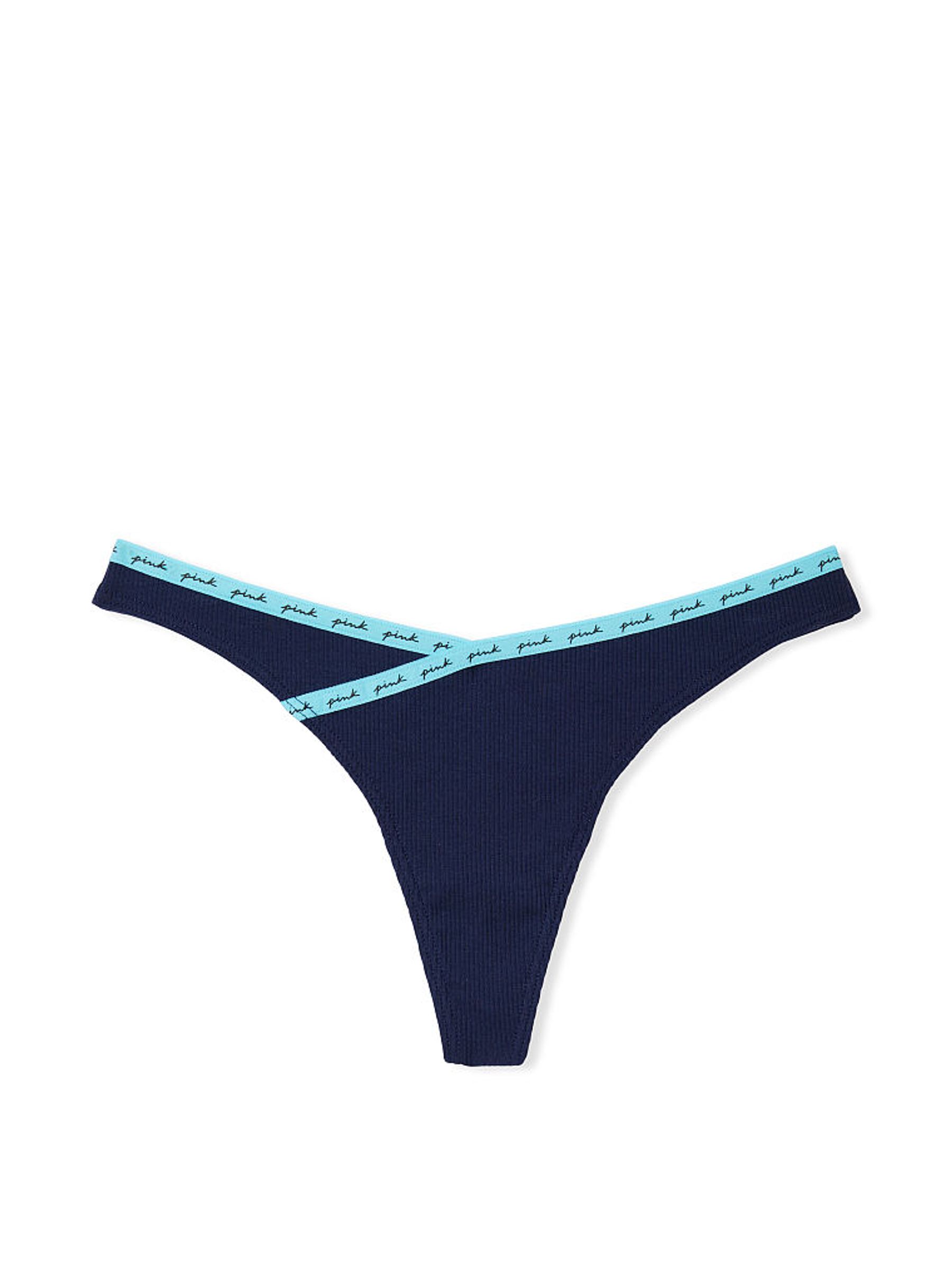 Ensign Blue Logo Rib Logo Cotton Thong Knickers - Image 2 of 2