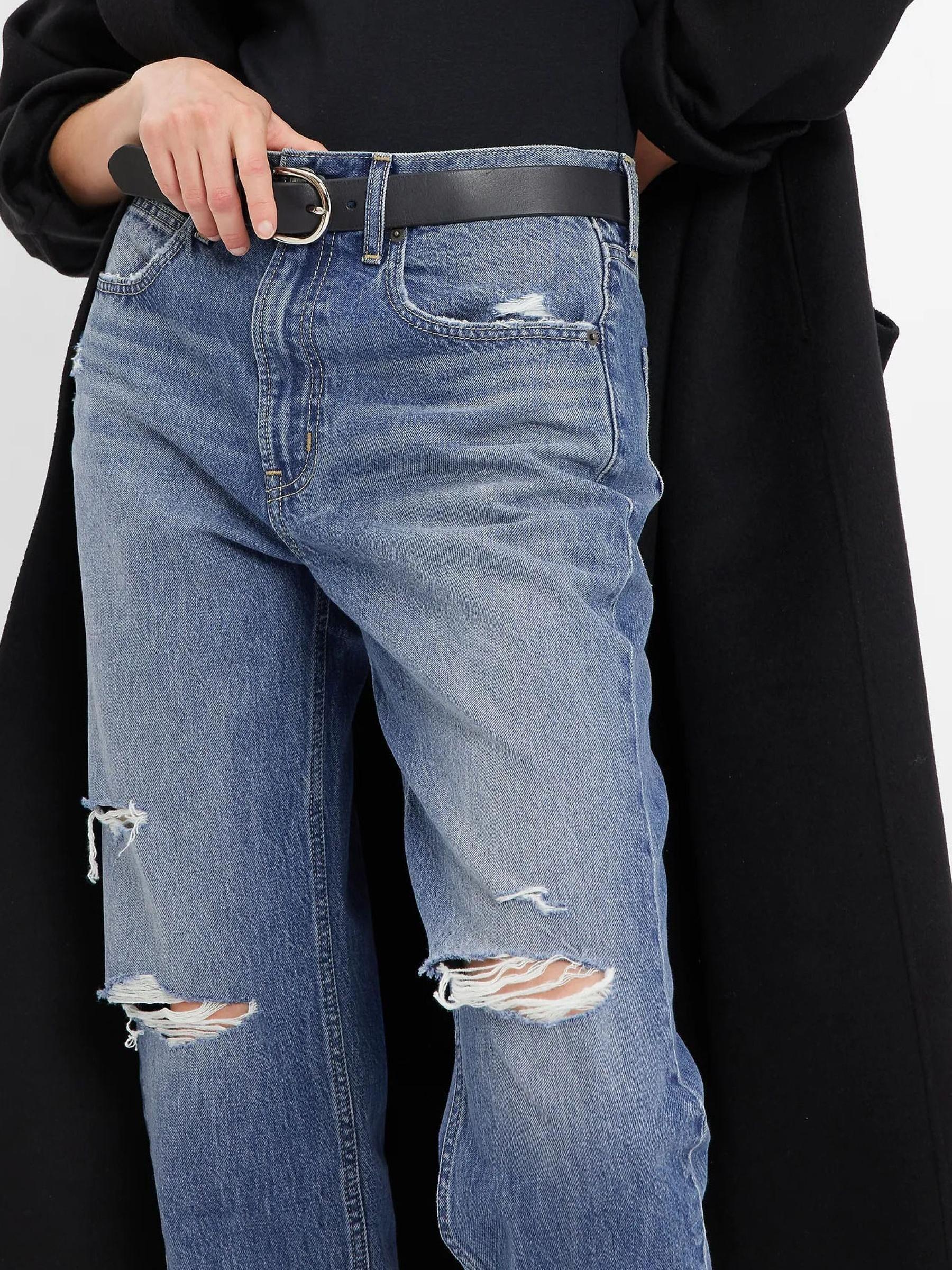 Mid Wash Blue High Waisted Ripped Mom Jeans - Image 3 of 4