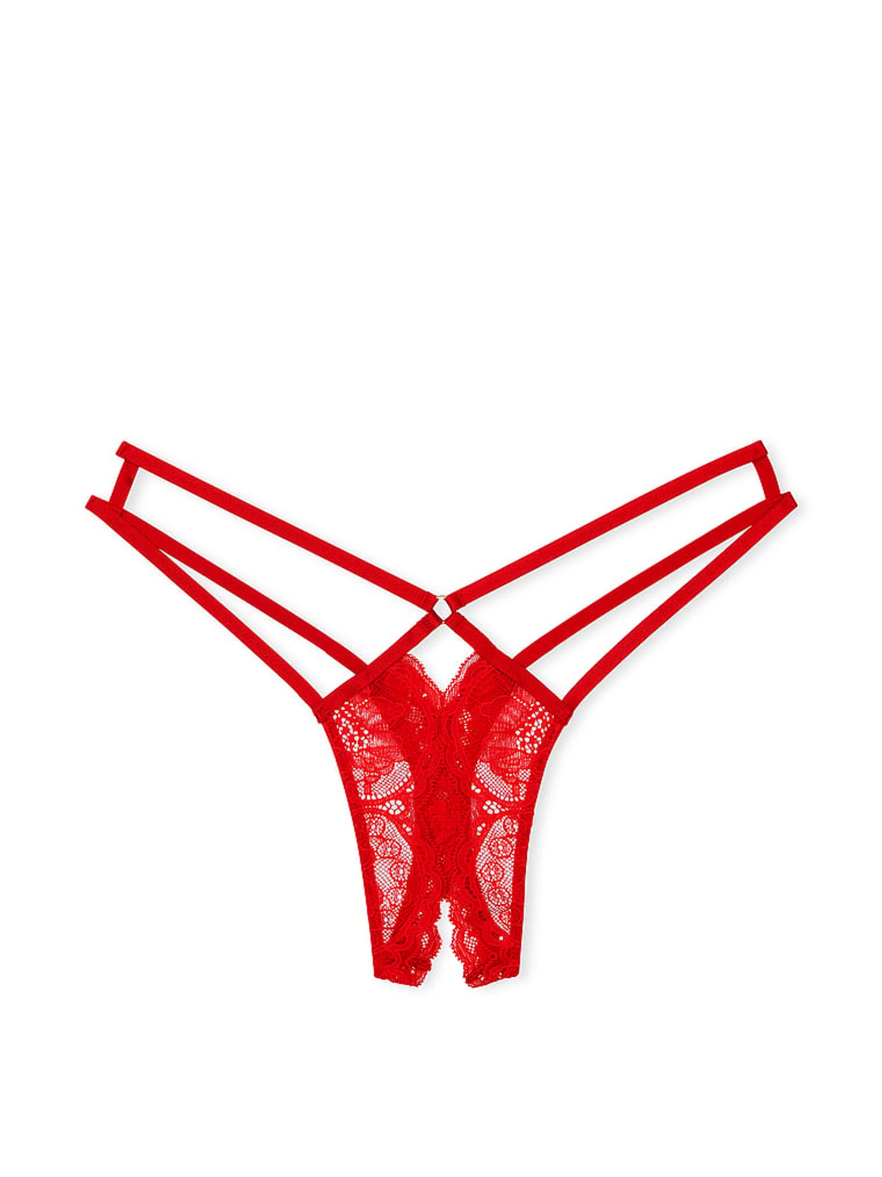 Lipstick Red Crotchless Thong Knickers - Image 3 of 3