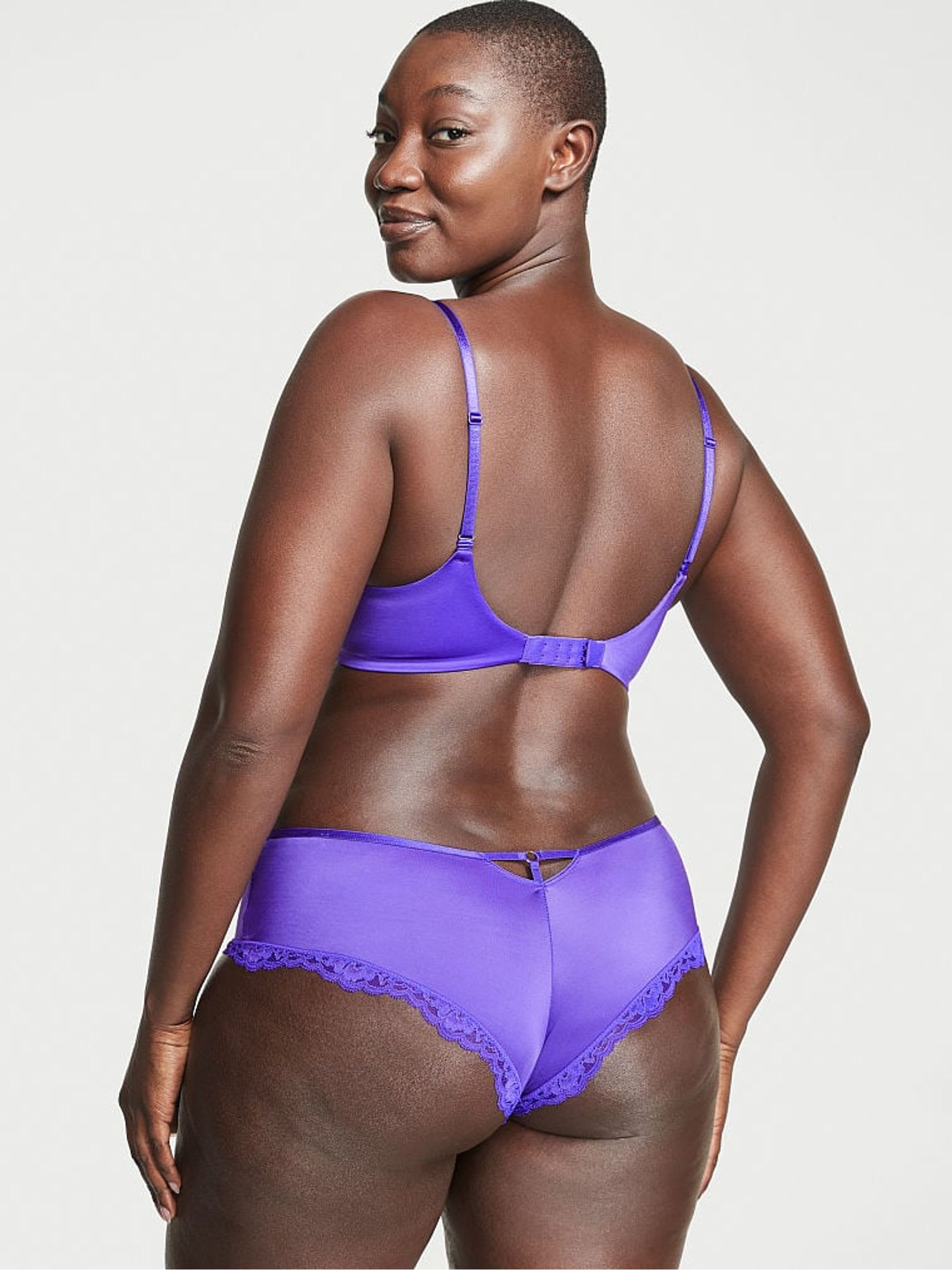 Purple Shock Purple Smooth Lace Trim Knickers - Image 2 of 3