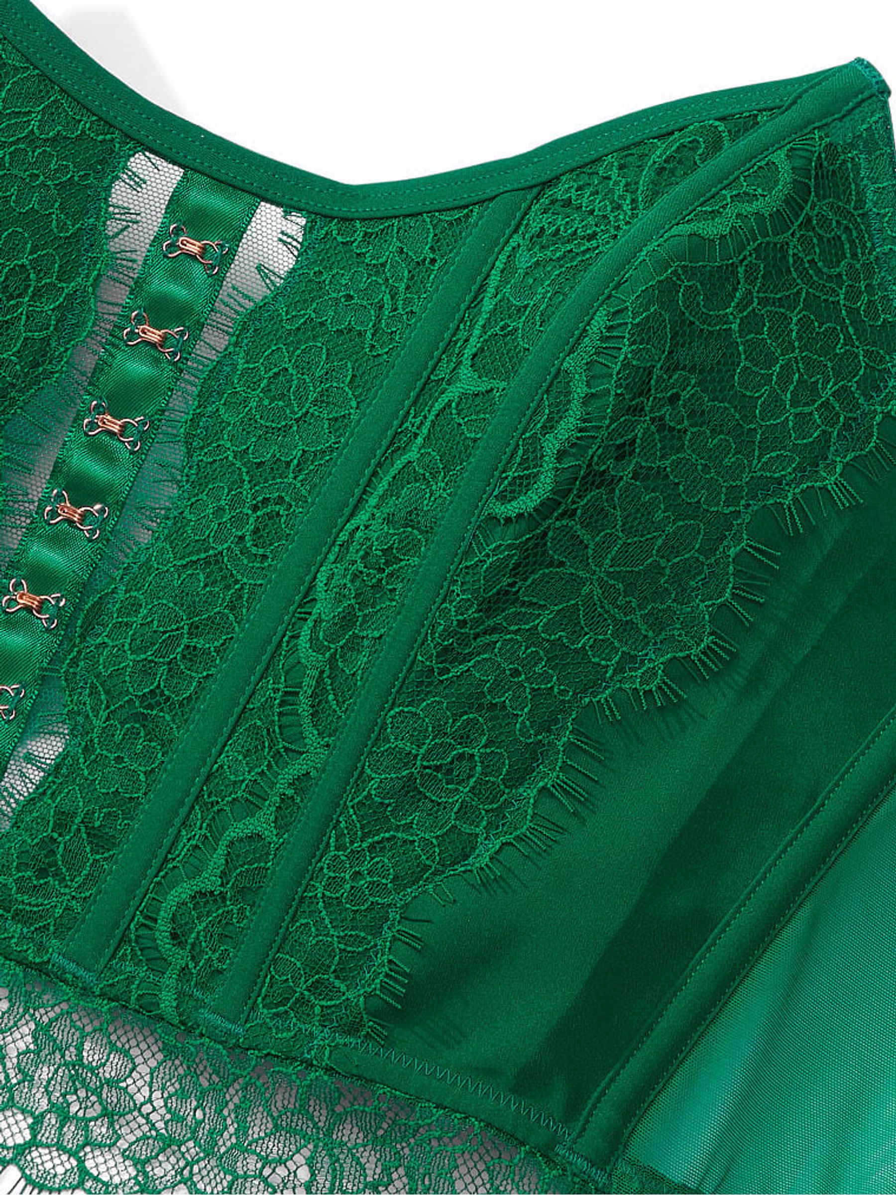 Spruce Green Lace Corset Strapless Corset Top - Image 4 of 5