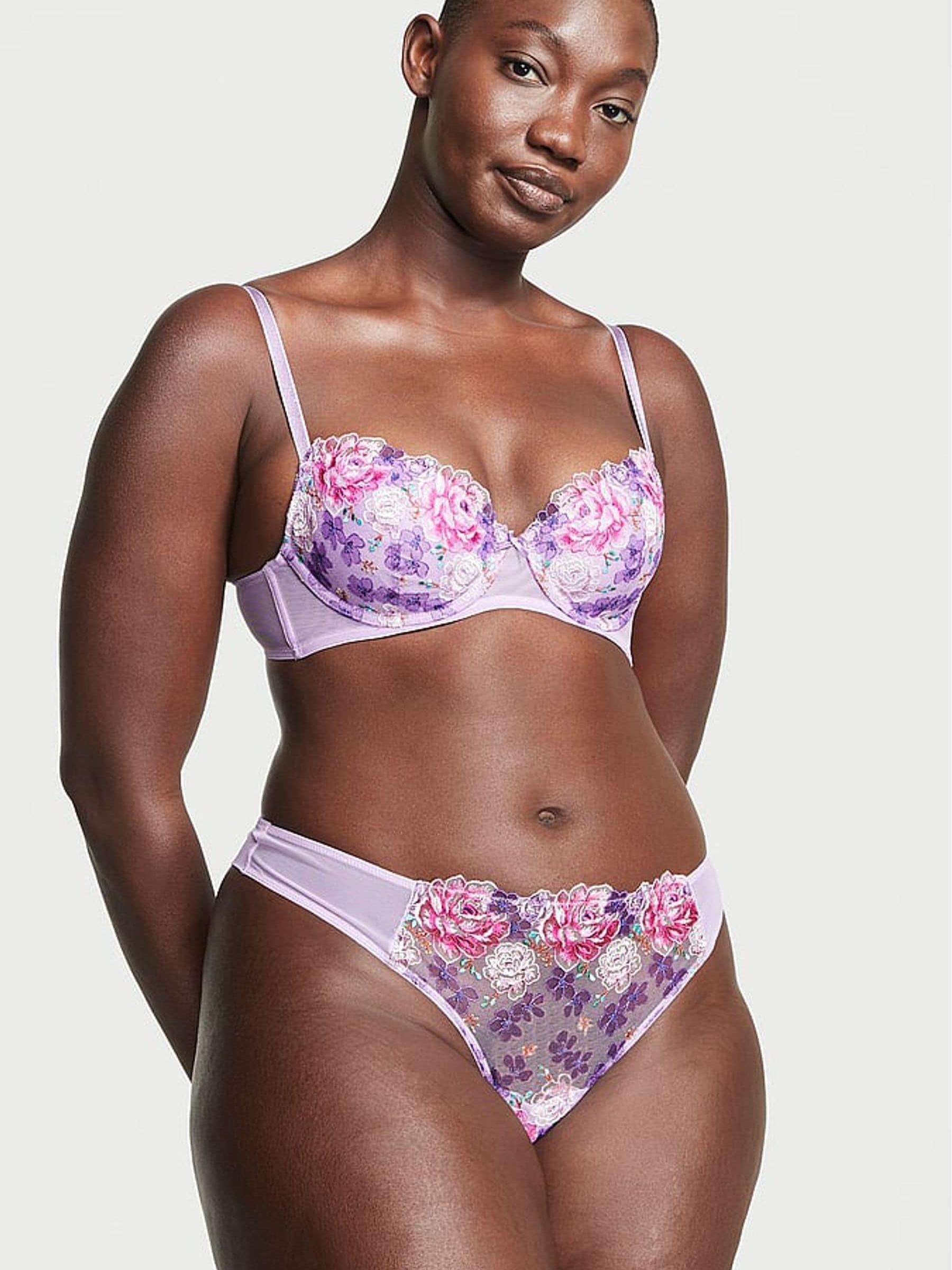 Jasmine Purple Embroidered Thong Knickers - Image 1 of 3