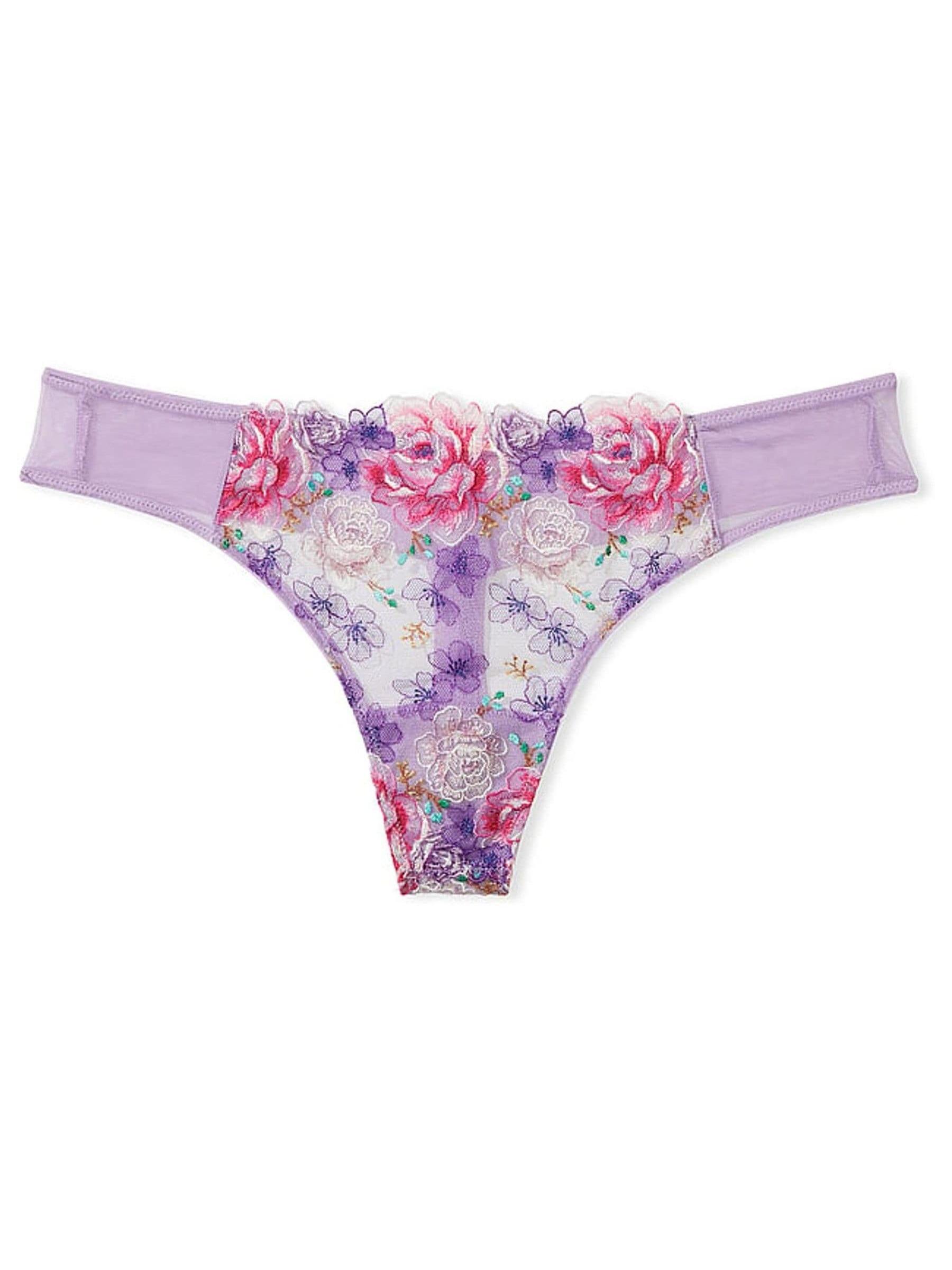 Jasmine Purple Embroidered Thong Knickers - Image 3 of 3