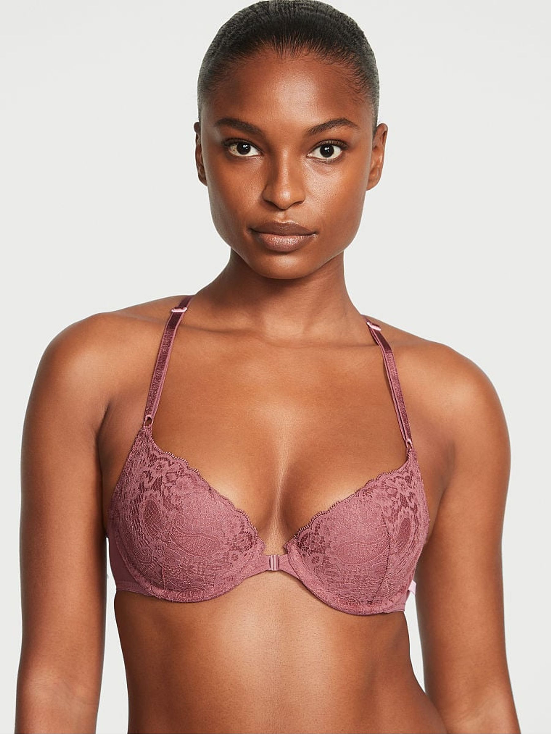 Vintage Rose Pink Paisley Lace Lightly Lined T-Shirt Demi Bra - Image 1 of 3