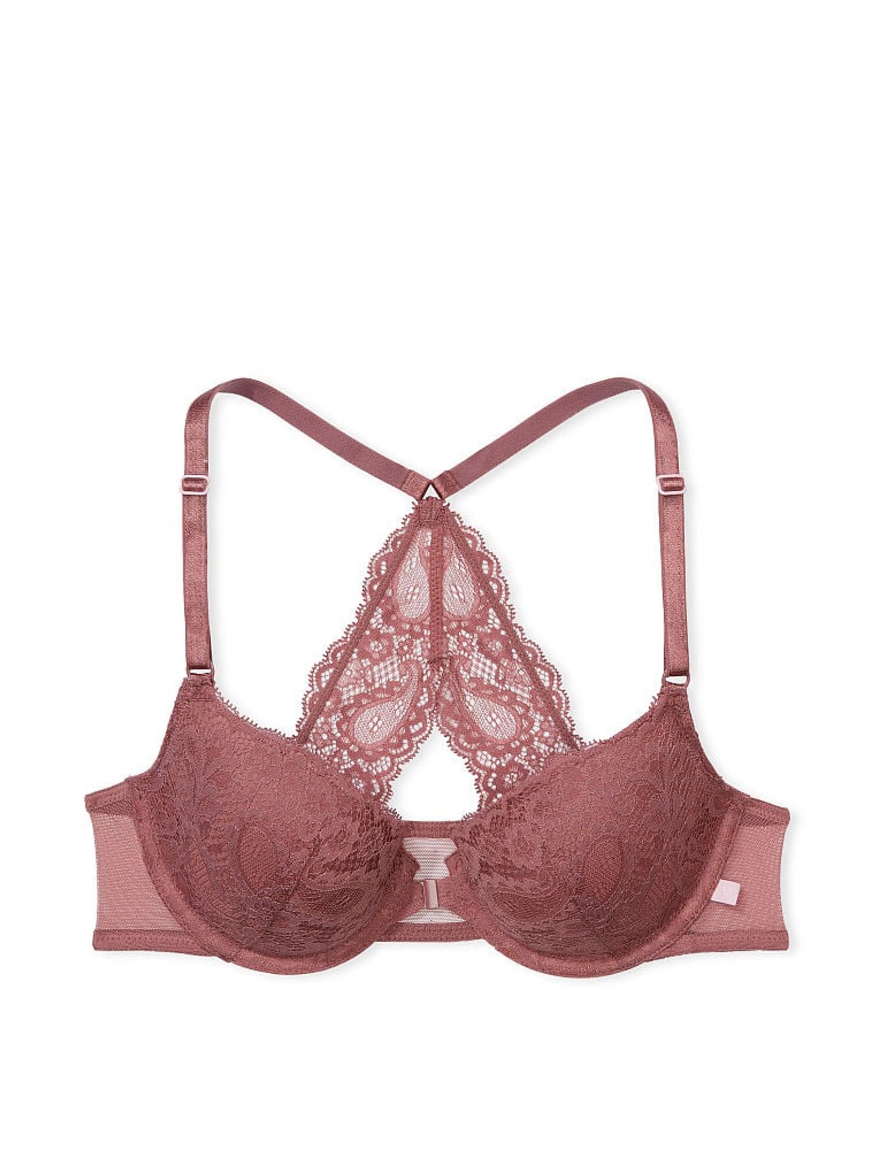 Vintage Rose Pink Paisley Lace Lightly Lined T-Shirt Demi Bra - Image 3 of 3
