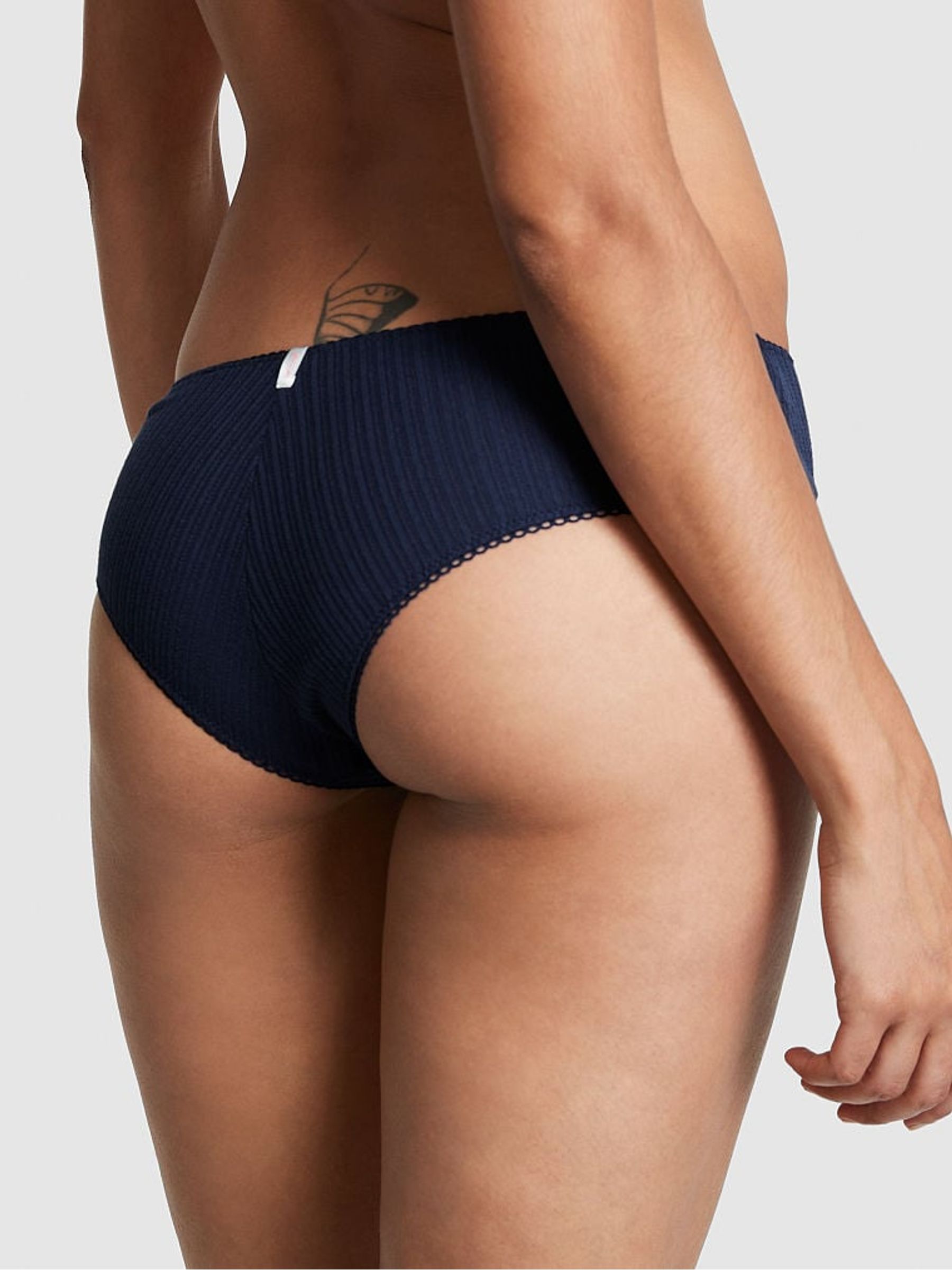 Midnight Navy Blue Pointelle Cotton Cheekster Knickers - Image 2 of 3