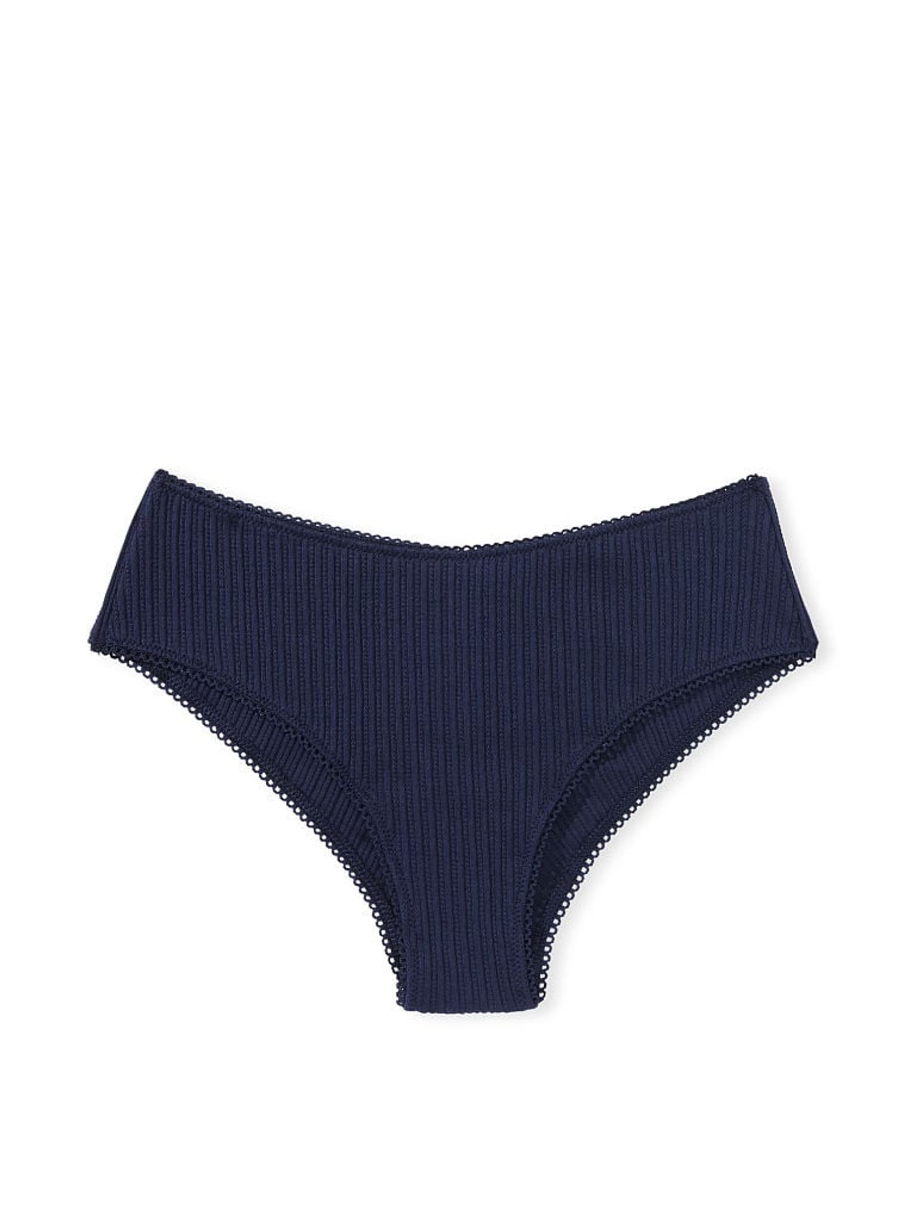 Midnight Navy Blue Pointelle Cotton Cheekster Knickers - Image 3 of 3