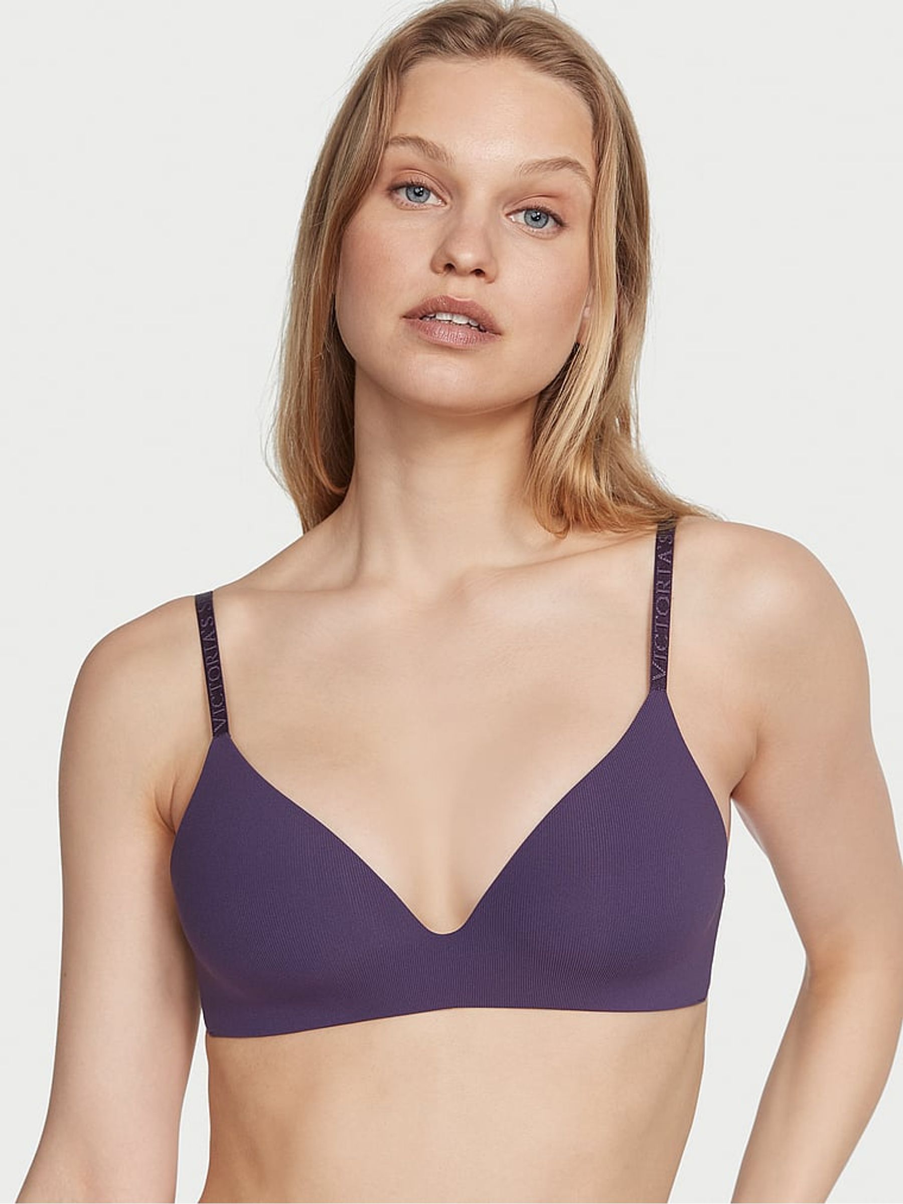 Purple Rib Non Wired Lightly Lined Bra - Image 1 of 3