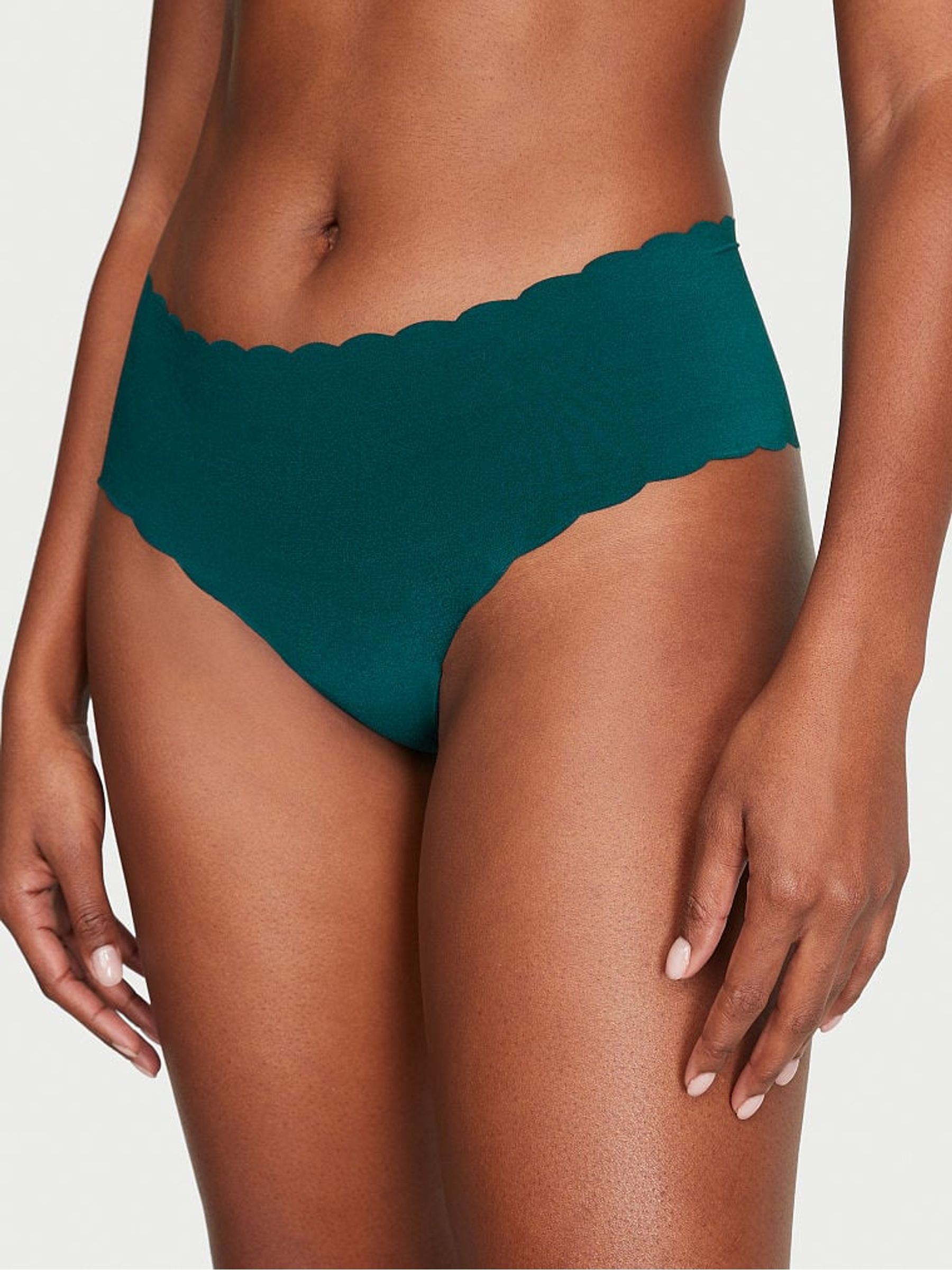 Black Ivy Green Scalloped Cheeky No-Show Knickers - Image 1 of 3