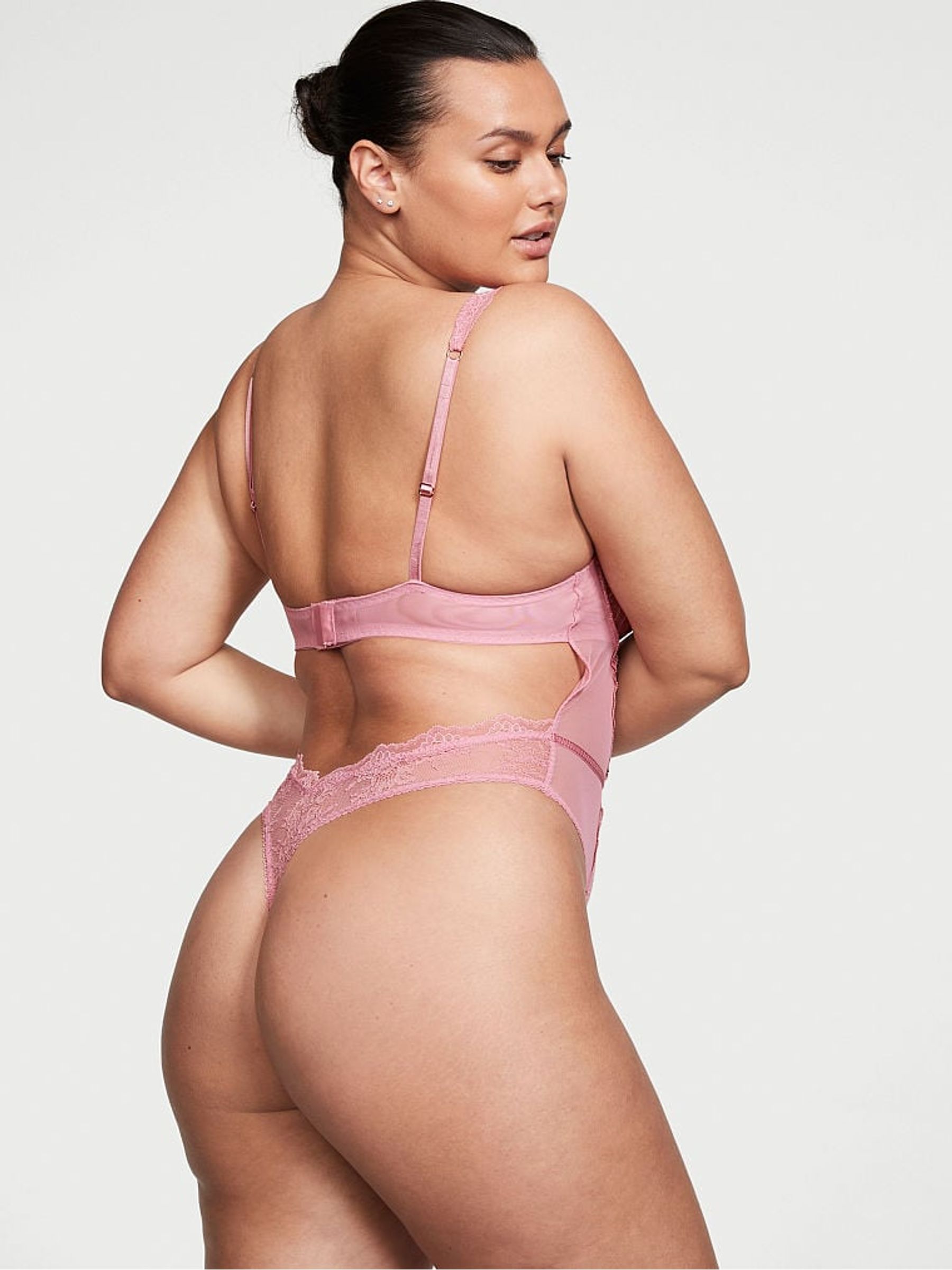 Dusk Mauve Pink Lace Bodysuit - Image 2 of 3 Dusk Mauve Pink Lace Bodysuit - Image 2 of 3