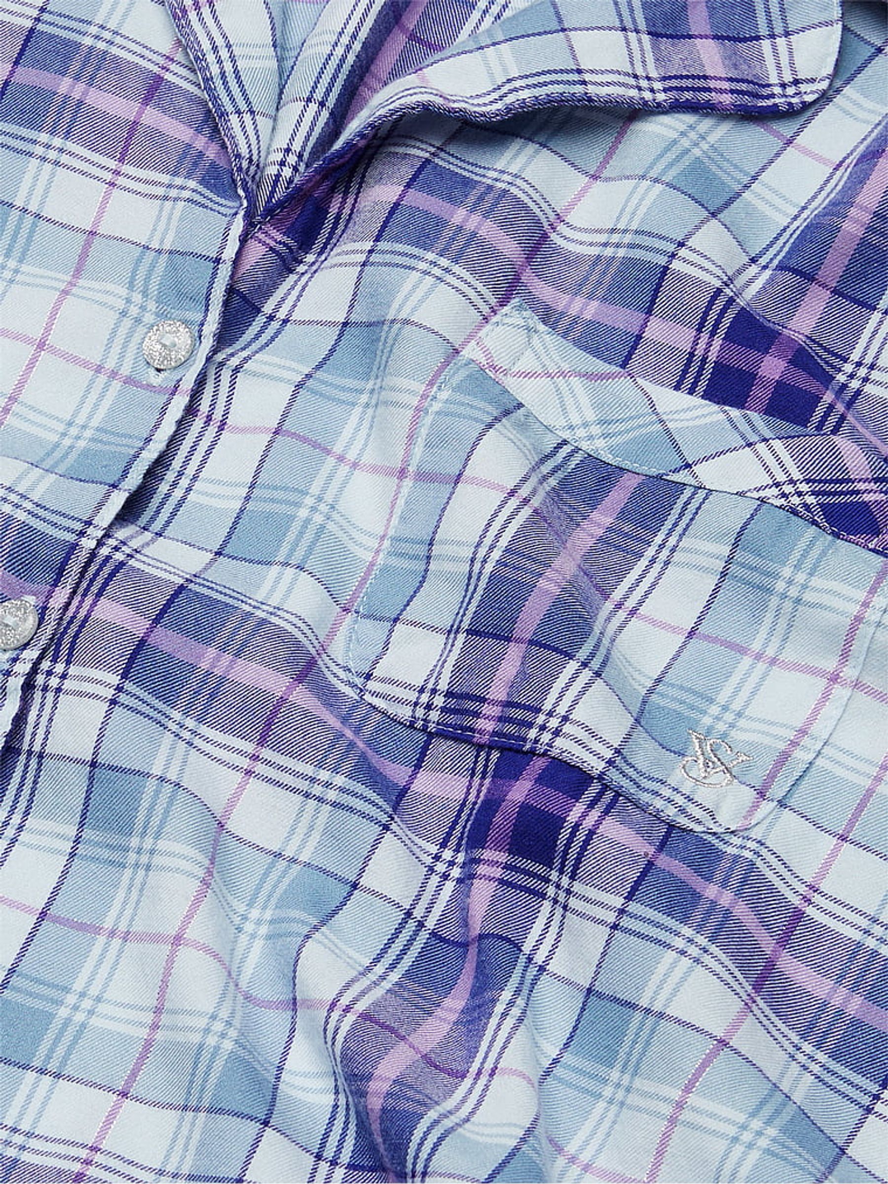 Ballad Blue Pop Tartan Flannel Long Pyjamas - Image 3 of 5
