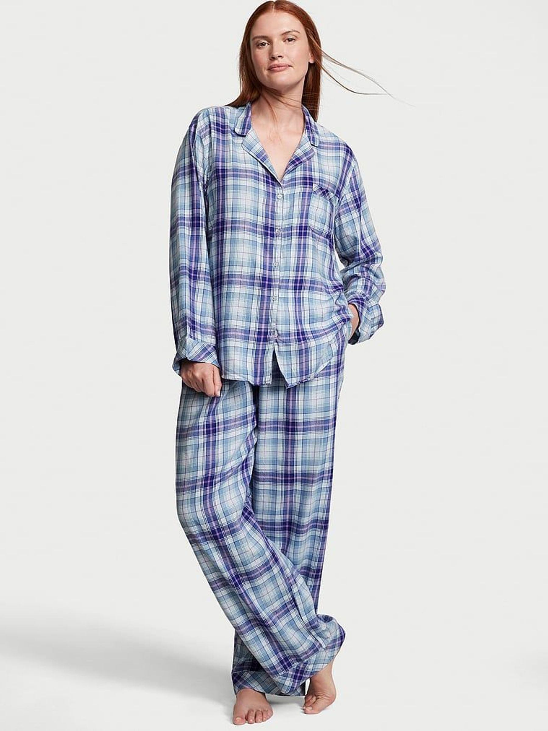 Ballad Blue Pop Tartan Flannel Long Pyjamas - Image 5 of 5