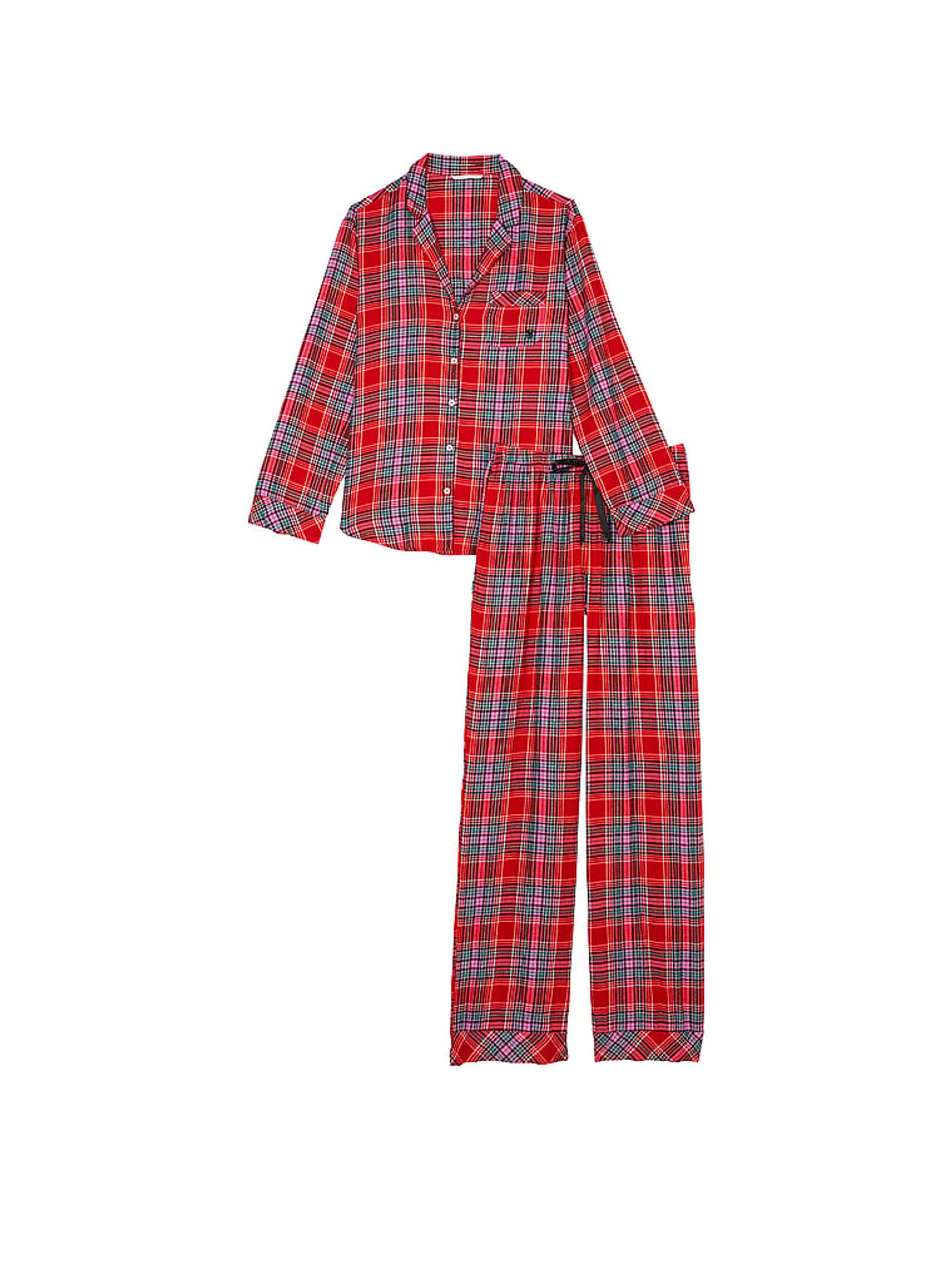 Lipstick Red Tartan Flannel Long Pyjamas - Image 3 of 3