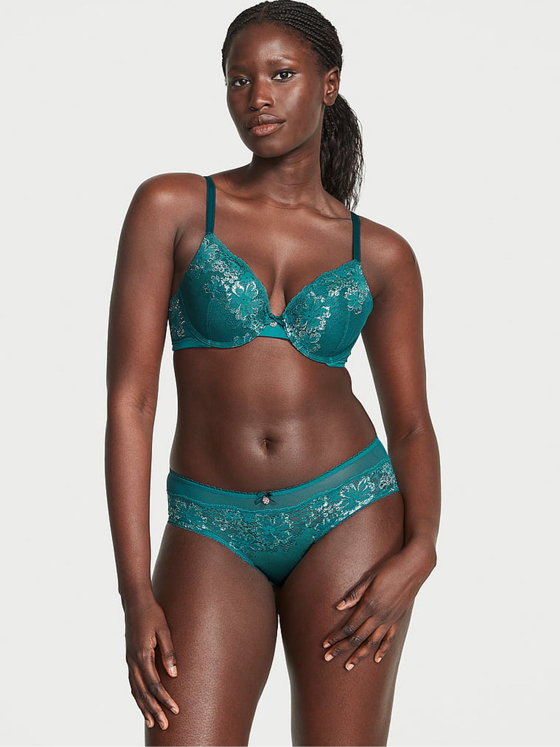 Black Ivy Green Lace Full Cup Push Up Bra - Image 3 of 4
