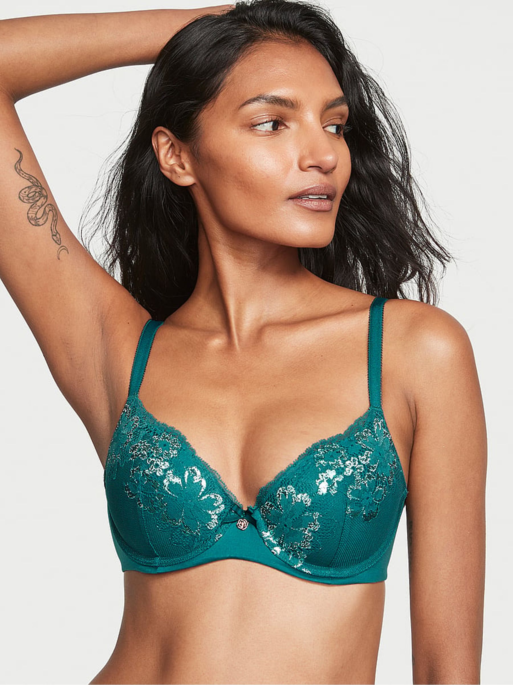 Black Ivy Green Lace Lightly Lined Demi Bra - Image 1 of 3