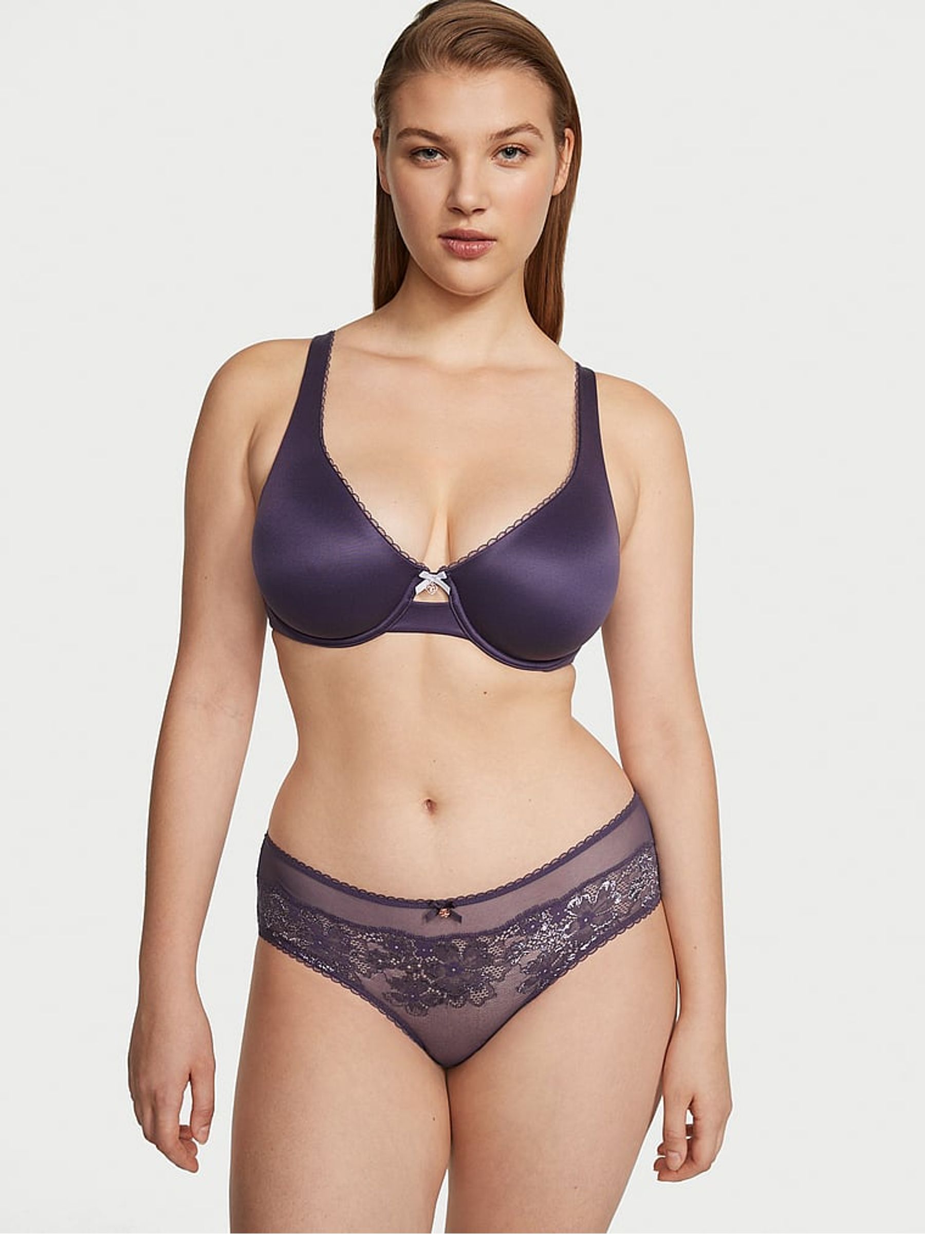 Valiant Purple Floral Unlined Demi Bra - Image 3 of 4