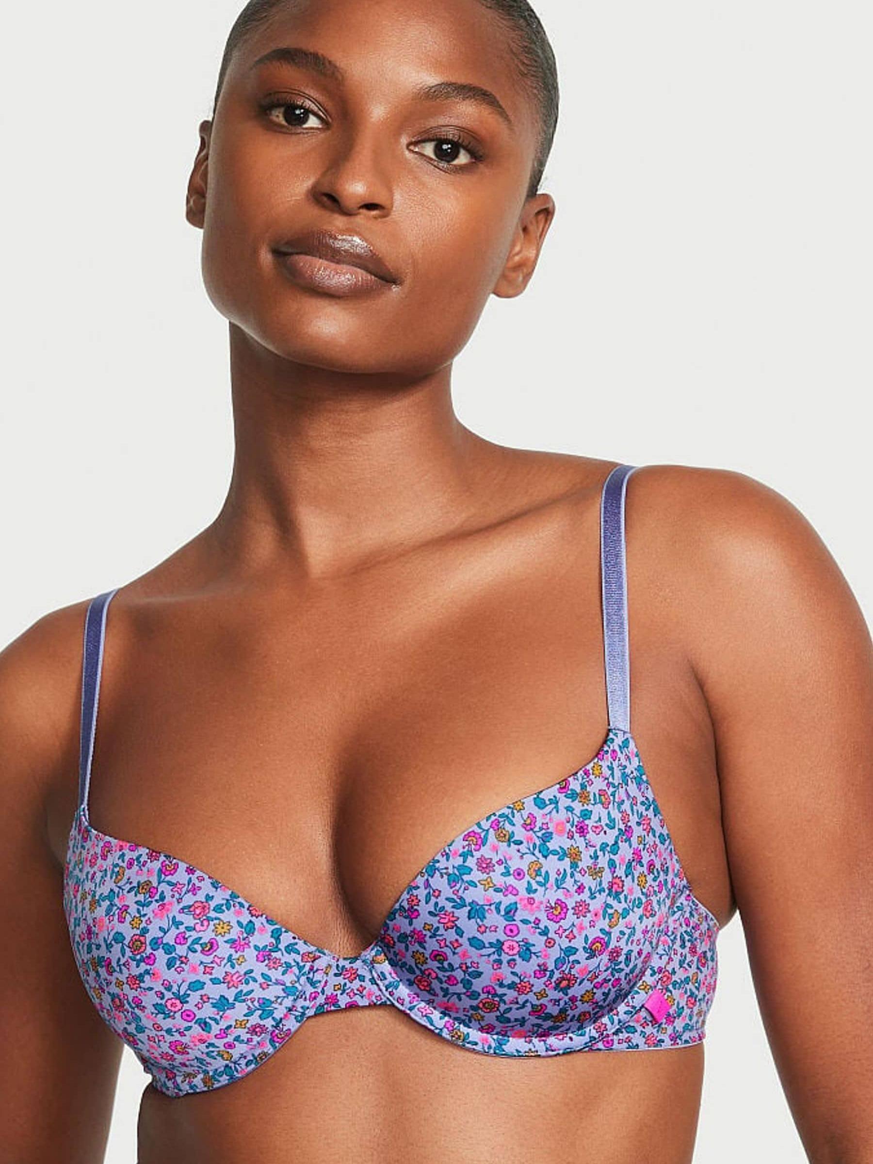 Blue Ditzy Print Smooth Lightly Lined T-Shirt Demi Bra - Image 1 of 3