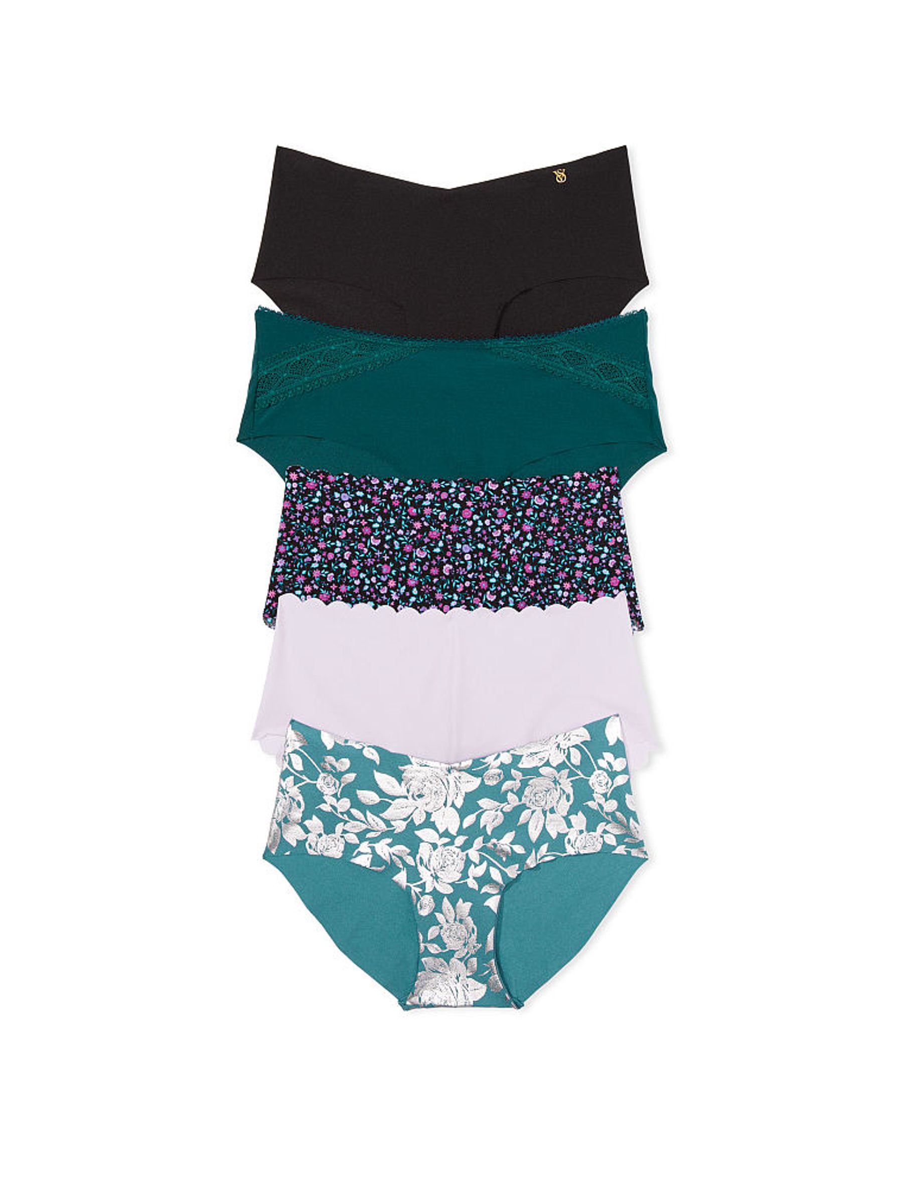 Black/Green/Purple Hipster 5 Pack Knickers - Image 1 of 1