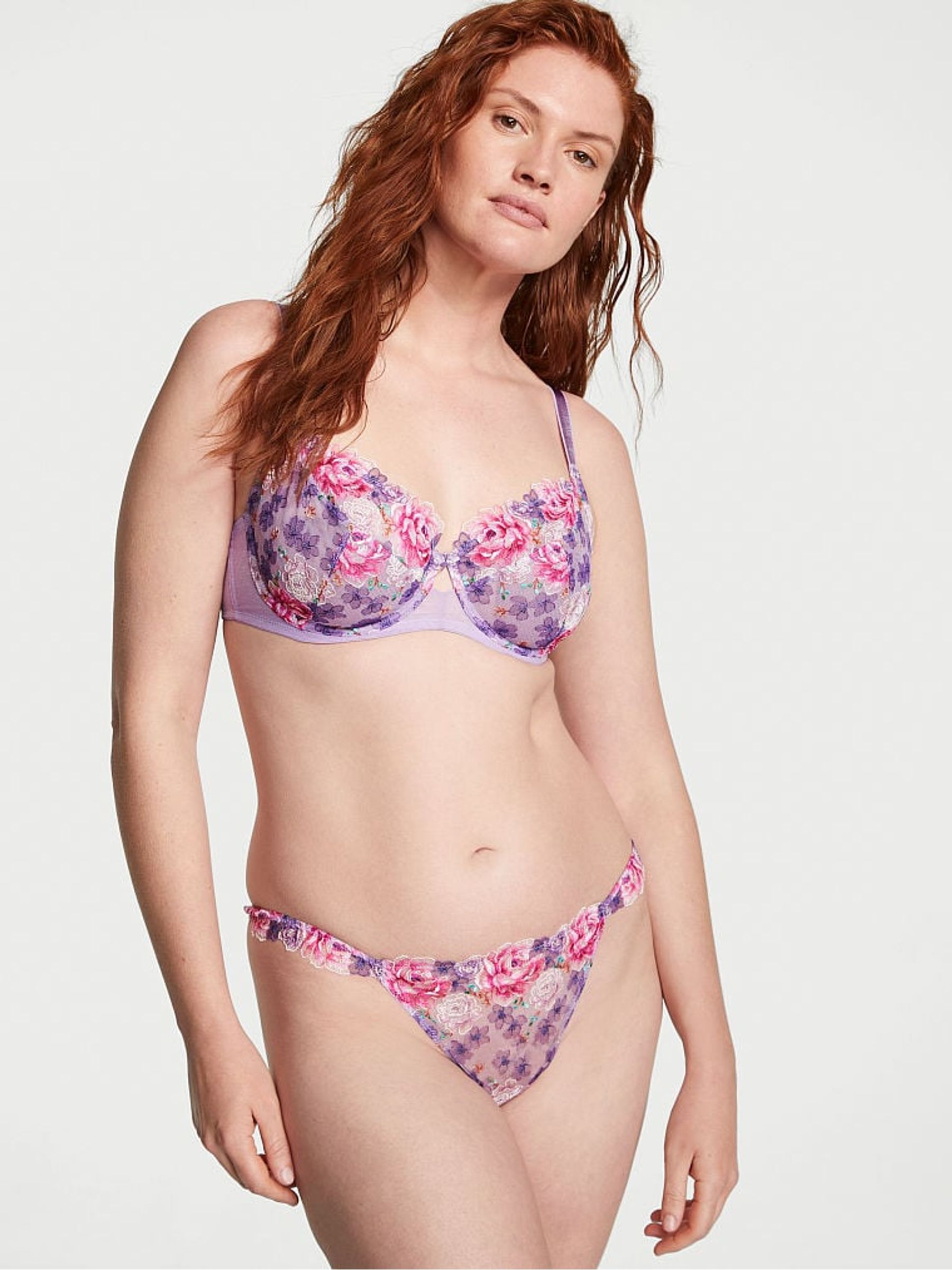 Jasmine Purple Embroidered G String Knickers - Image 1 of 2