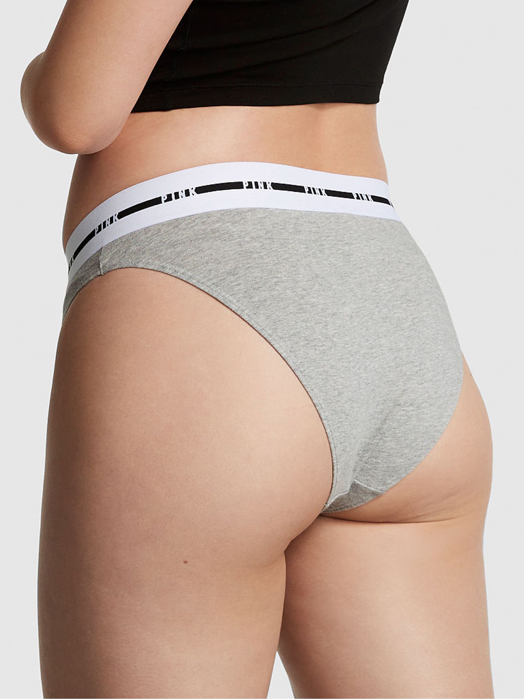 Heather Charcoal Grey High Leg Retro Logo High Waist Bikini Knickers - Image 2 of 3