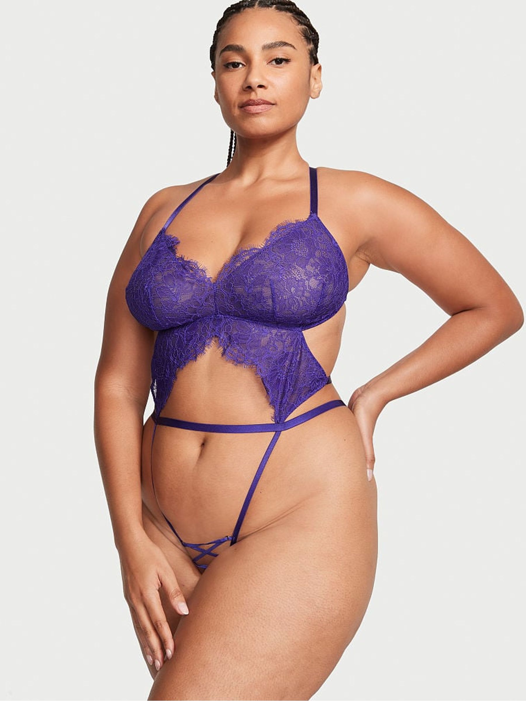 Purple Shock Lace Grommet Bodysuit - Image 1 of 3