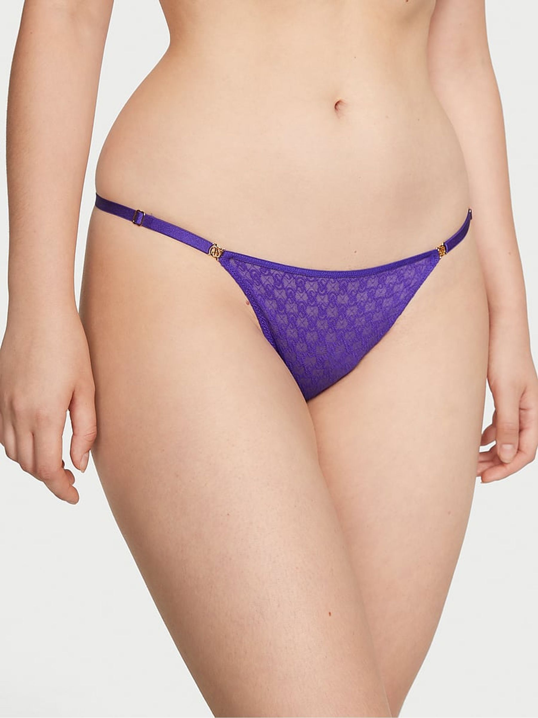 Purple Shock Lace Thong Icon Knickers - Image 1 of 3