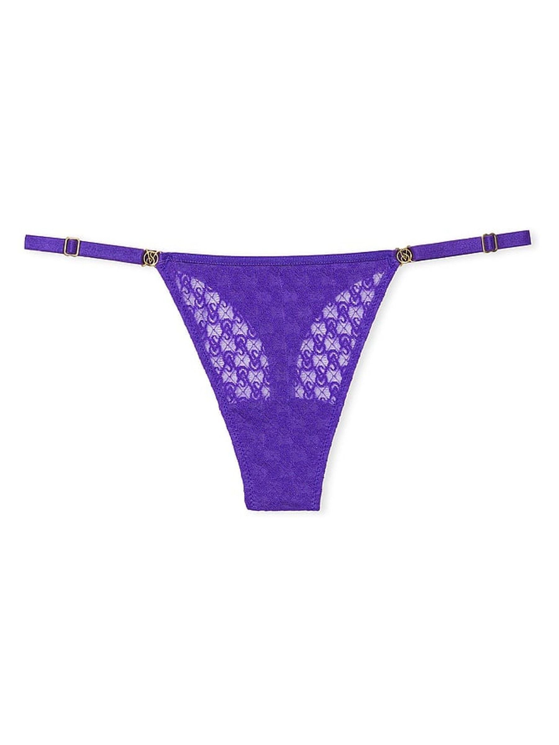 Purple Shock Lace Thong Icon Knickers - Image 3 of 3