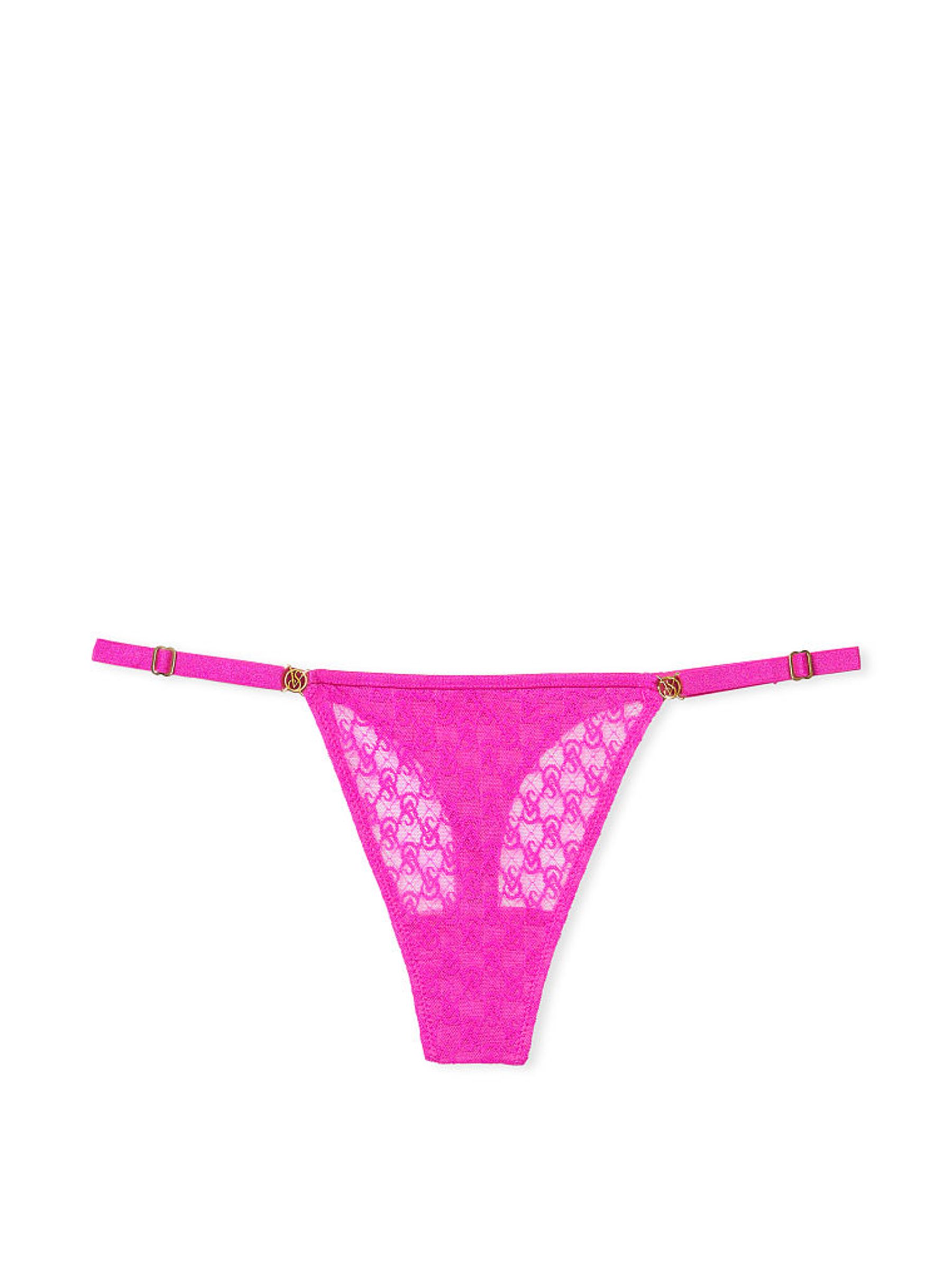Fuchsia Frenzy Pink Lace Thong Icon Knickers - Image 3 of 4